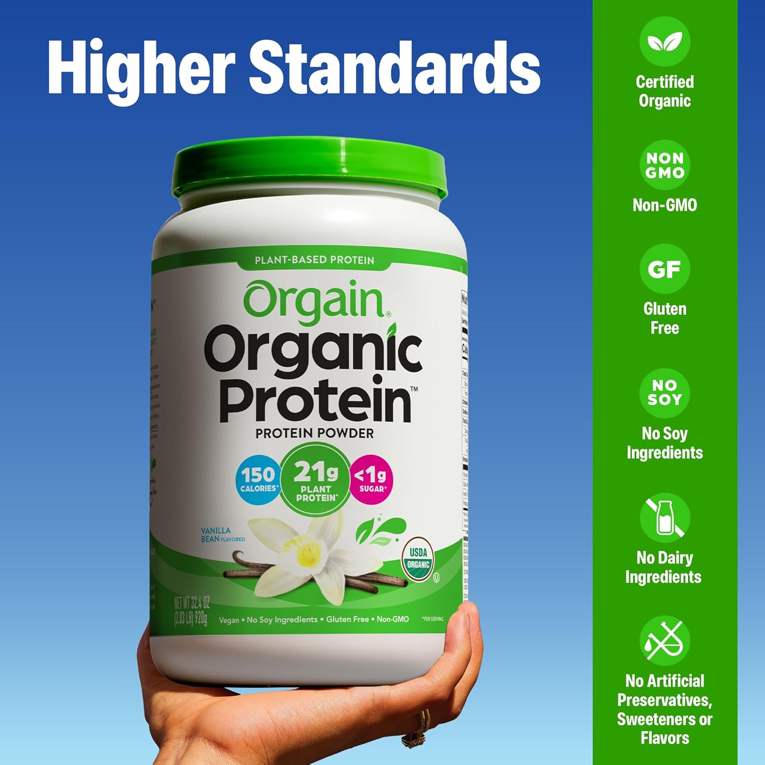 Orgain Organic Vegan Protein Powder, Vanilla Bean - 21g Plant Protein