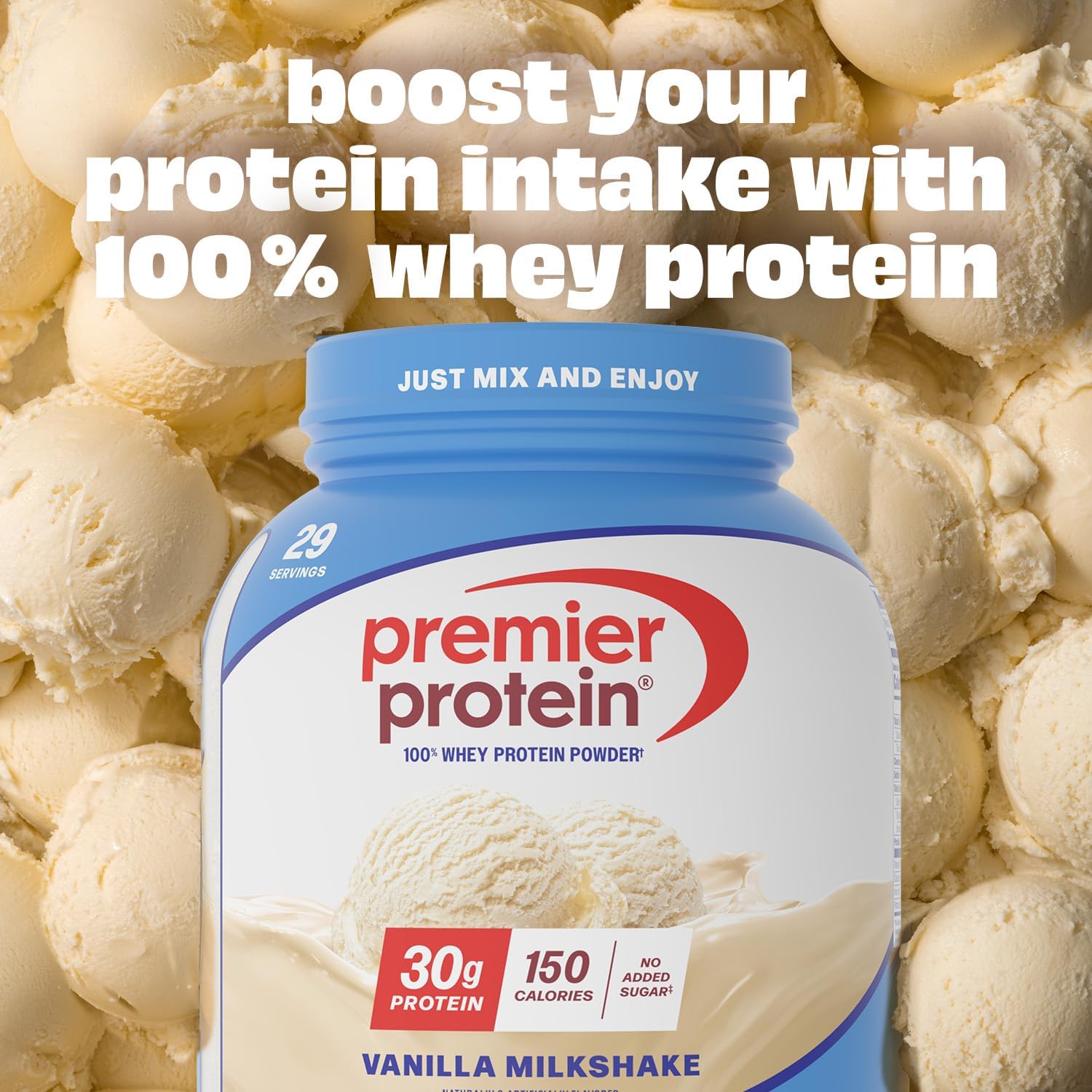 Premier Protein Powder, Vanilla Milkshake, 30g Protein, 1g Sugar, Gluten Free, No Soy, 40.2 oz, 29 Servings