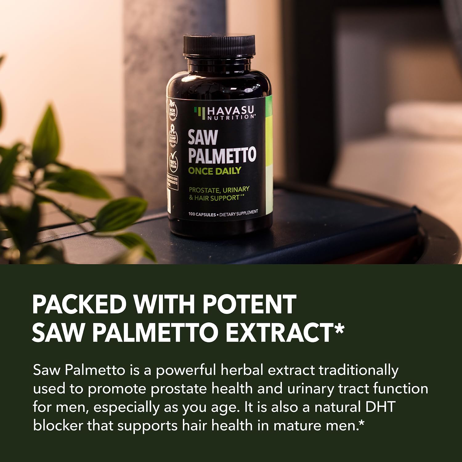 Saw Palmetto for Men Prostate Health Supplement to Promote Urinary Tract Function - 500mg Per Serving - 100 Count