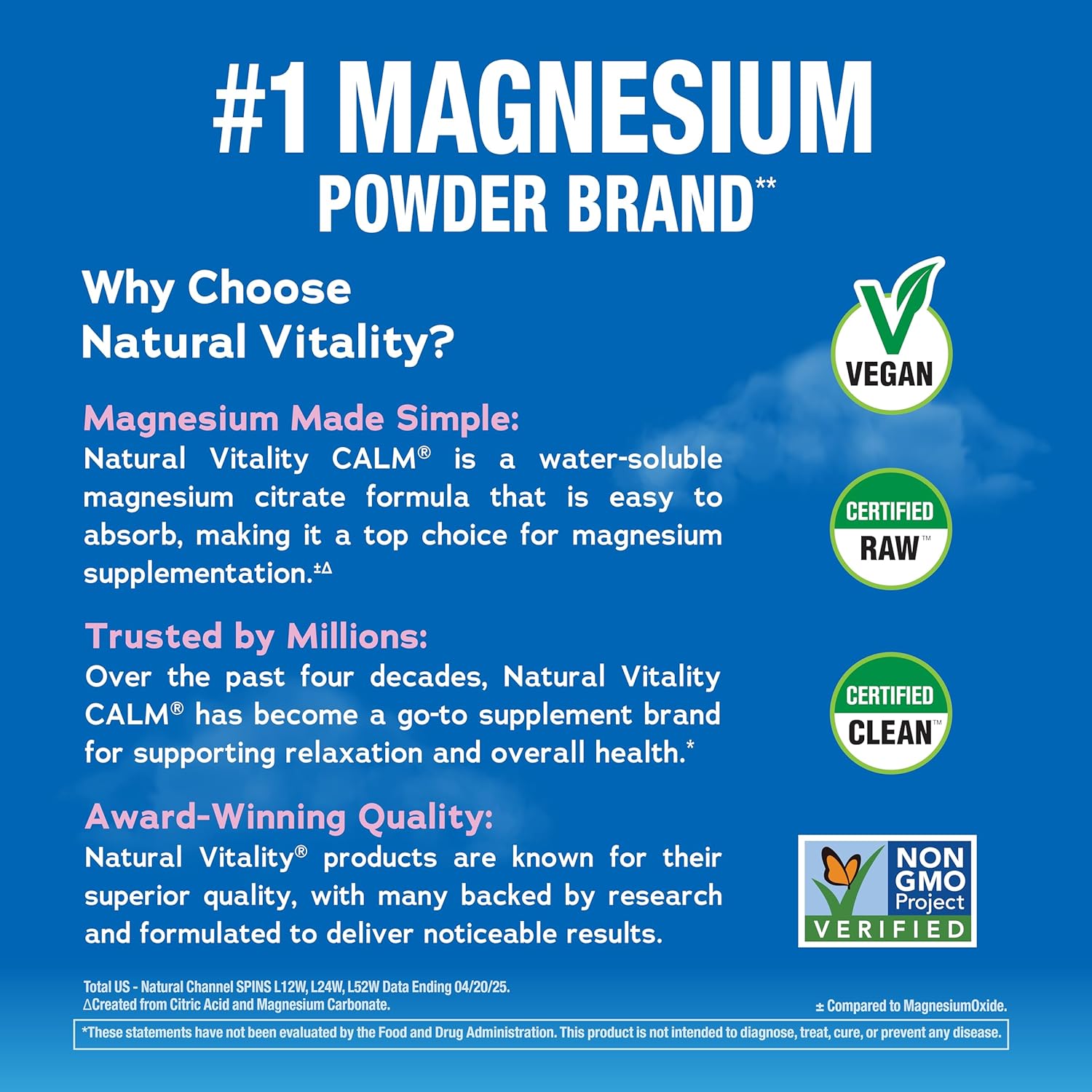 Natural Vitality Calm, Magnesium Citrate Supplement, Anti-Stress Drink Mix Powder, 16 oz