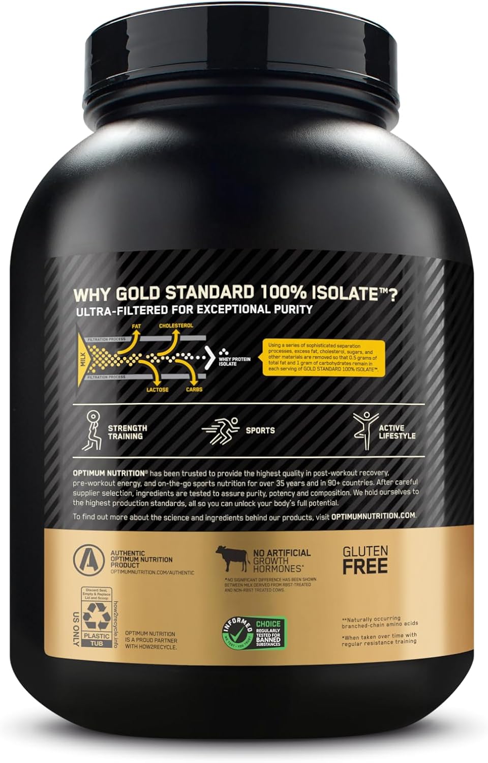 Optimum Nutrition Gold Standard 100% Isolate, Protein Powder, Chocolate Bliss, 3 Pounds, 44 Servings. Whey Protein Isolate