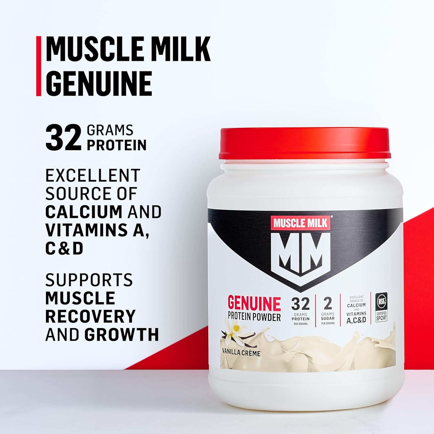 Muscle Milk Genuine Protein Powder, Vanilla Creme, 32g Protein, 4.94 Pound, 32 Servings