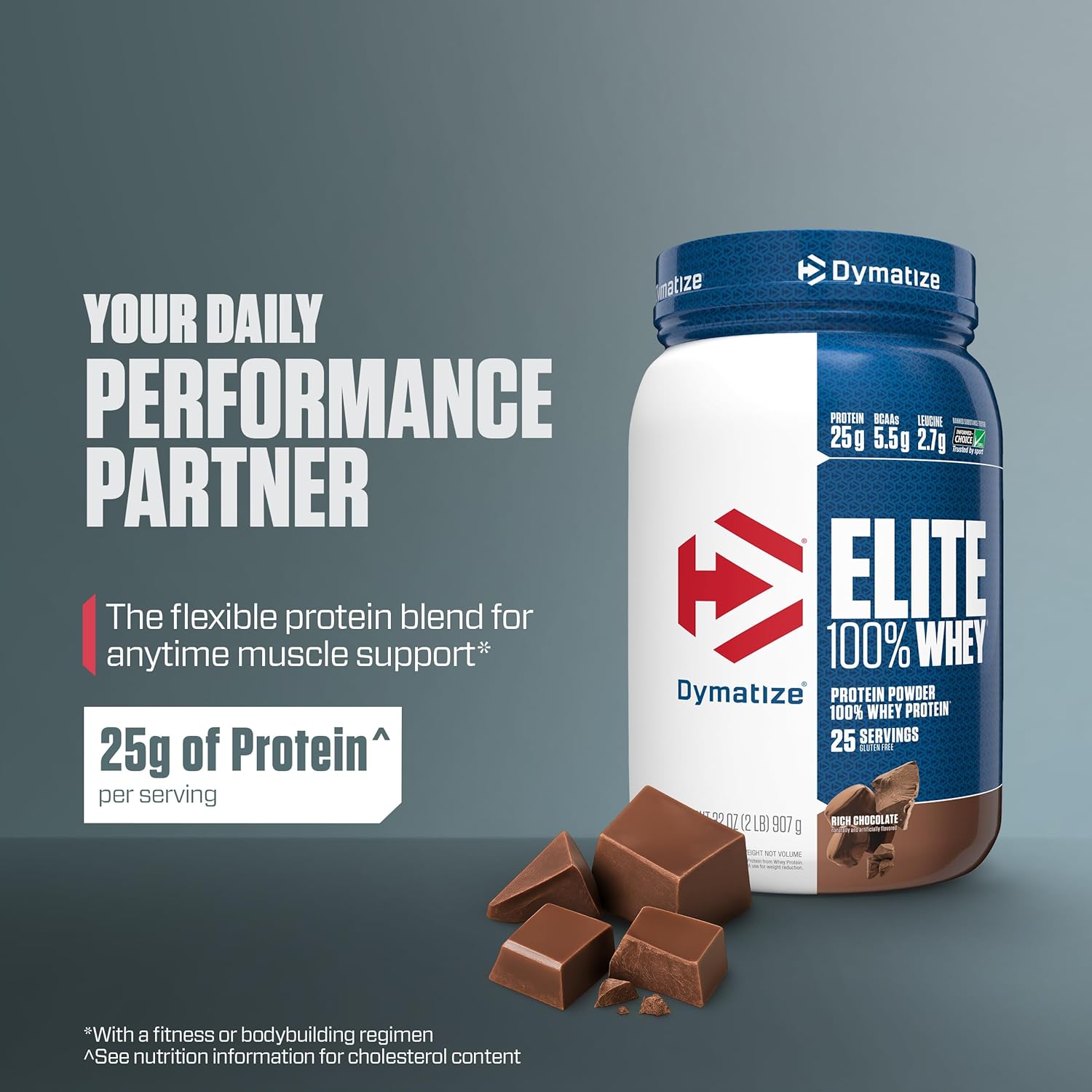 Dymatize Elite 100% Whey Protein Powder, Chocolate, 25g of Protein