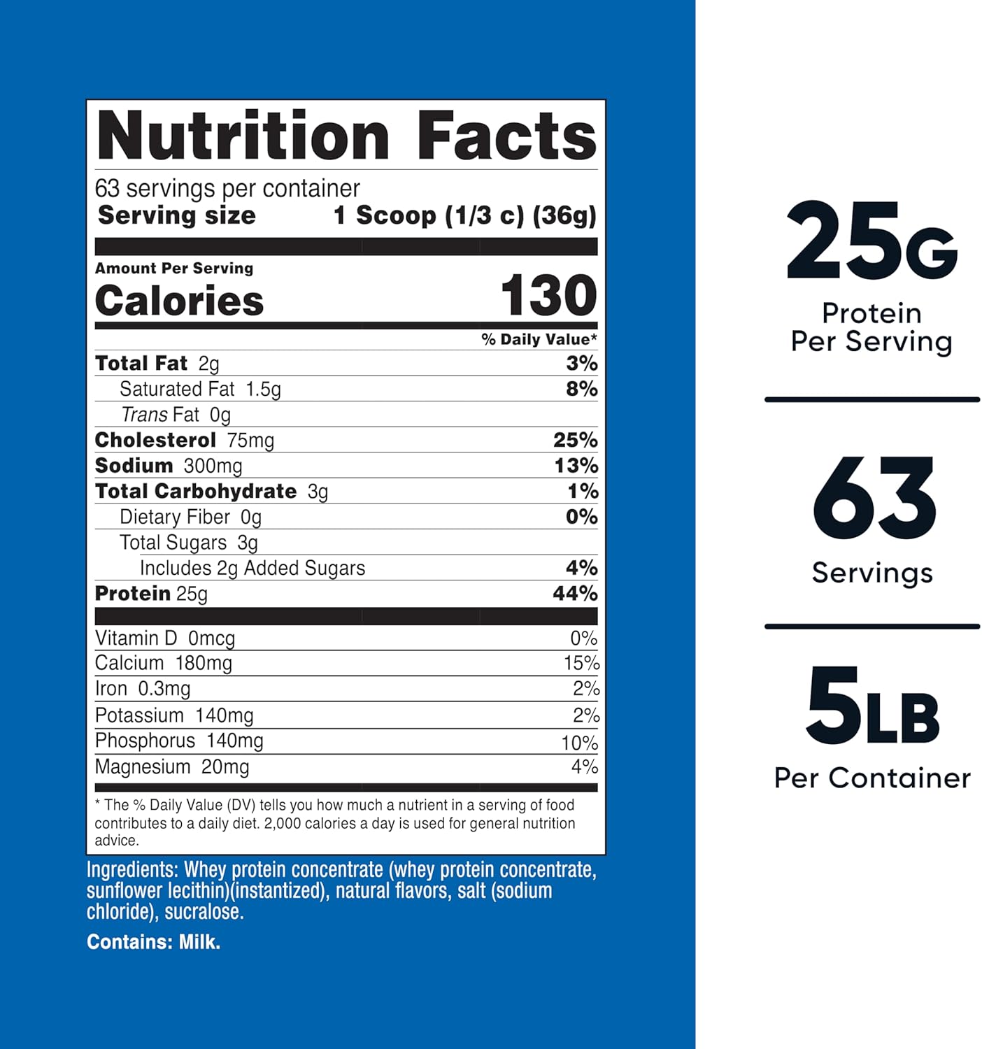 Nutricost Whey Protein Powder, Vanilla, 5 pounds - Whey Protein Concentrate