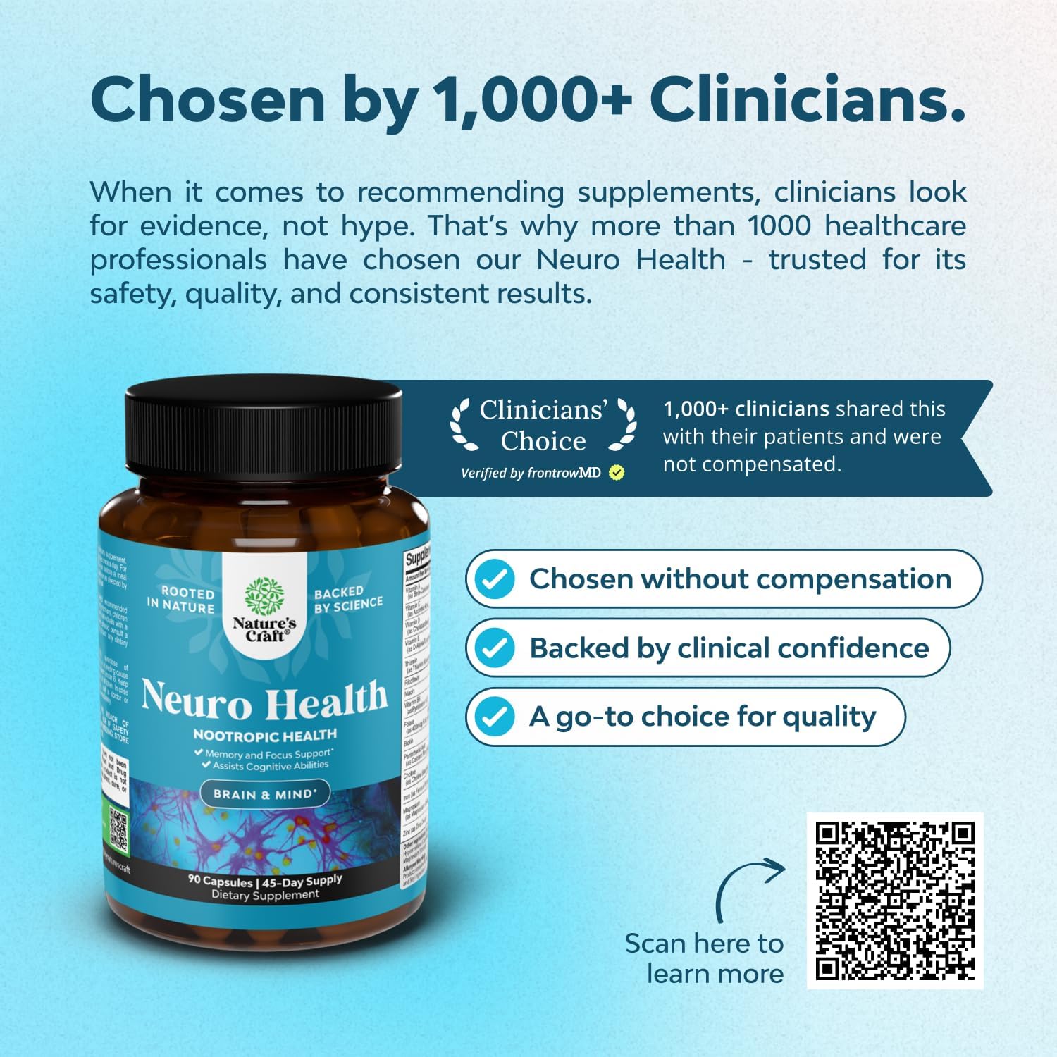 Nootropic Brain Supplement for Memory and Focus Support - Vitamins for Mental Support & Clarity - 90 Ct