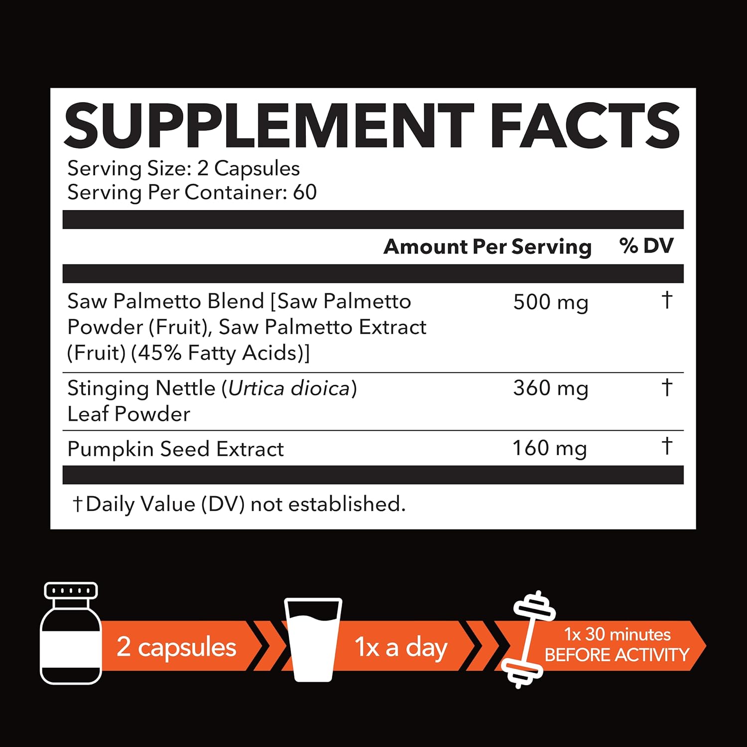 Saw Palmetto Supplement with Stinging Nettle and Pumpkin Seed Extract - Advanced 3X Formula - 2 Month Supply
