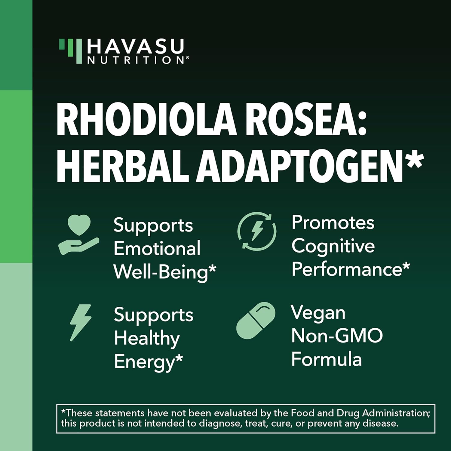 Rhodiola Rosea Supplement - Herbal Adaptogen for Mental and Physical Performance Support (3% Salidrosides, 3% Rosavins Extract) - 60 Count