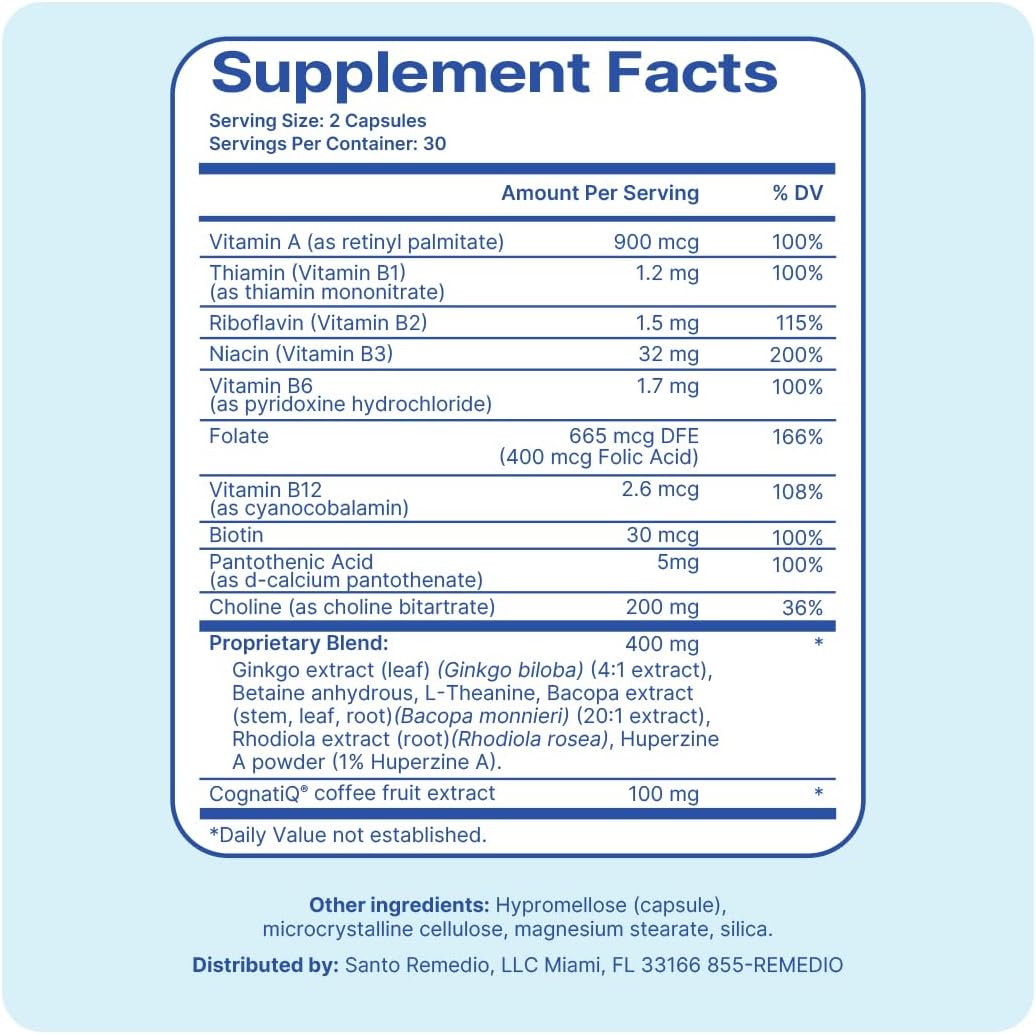 Santo Remedio Memoria, Brain Health Booster, Helps Strengthen Neural Connections