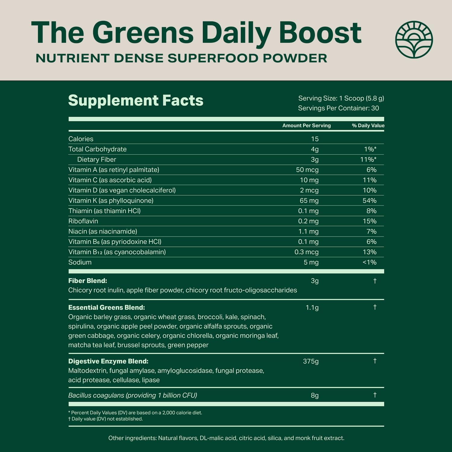Proper, The Greens Daily Boost Organic Greens Powder. Whole Food, Apple Flavour Veggie Powder