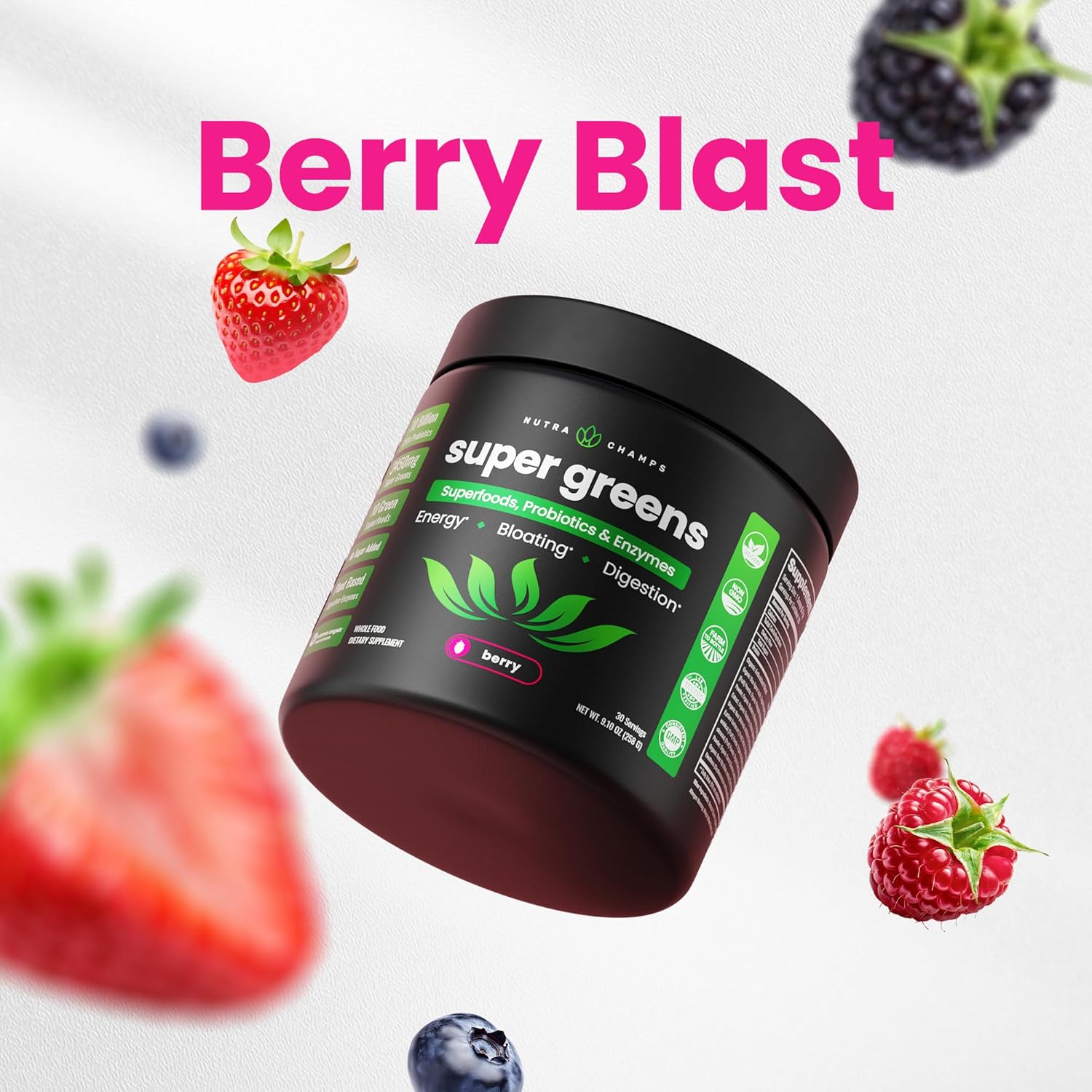 Super Greens Powder, 40+ Organic Superfoods, Probiotics & Enzymes