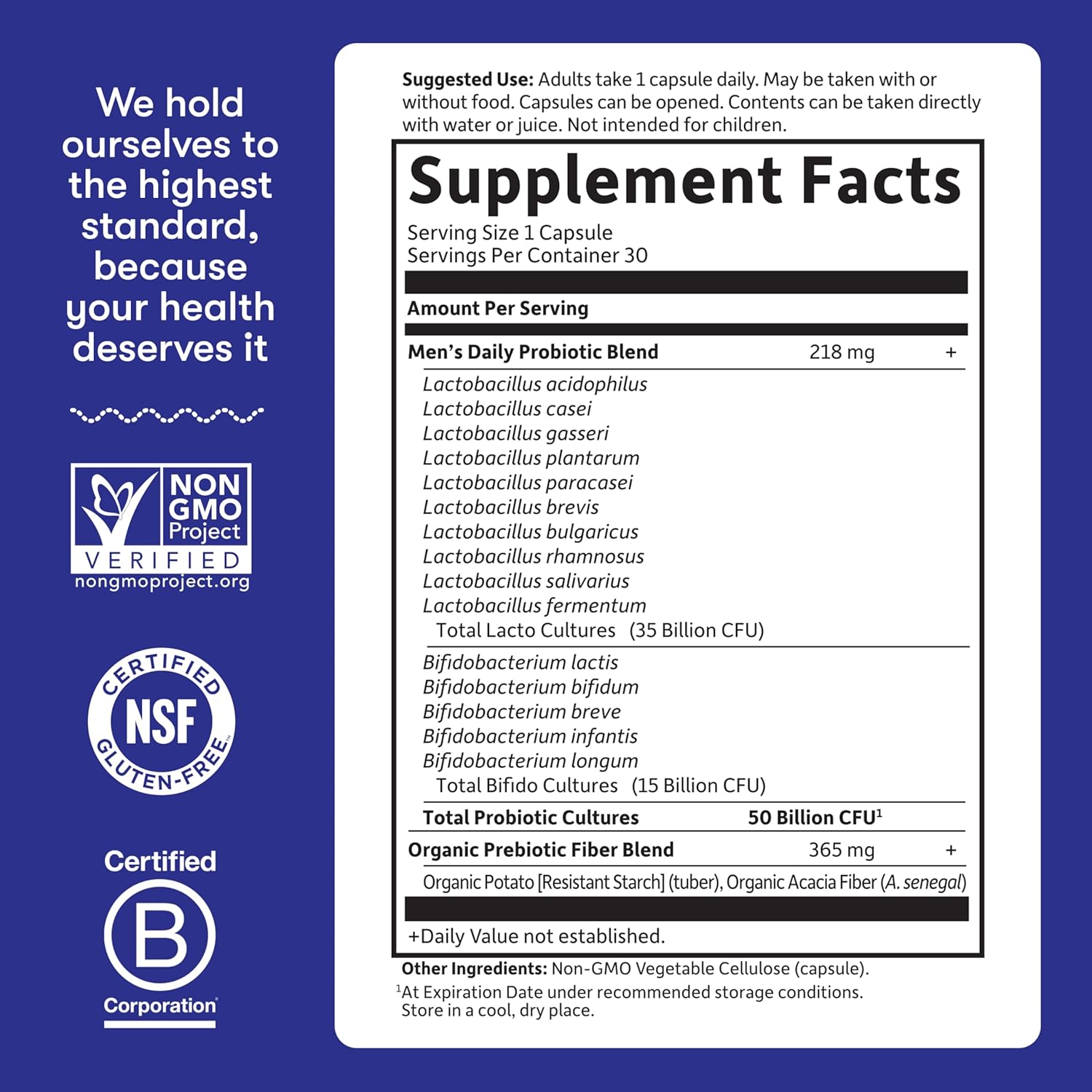 Garden of Life Probiotics for Men, Dr Formulated 50 Billion CFU 15 Probiotics for Digestive Health, 30 Capsules