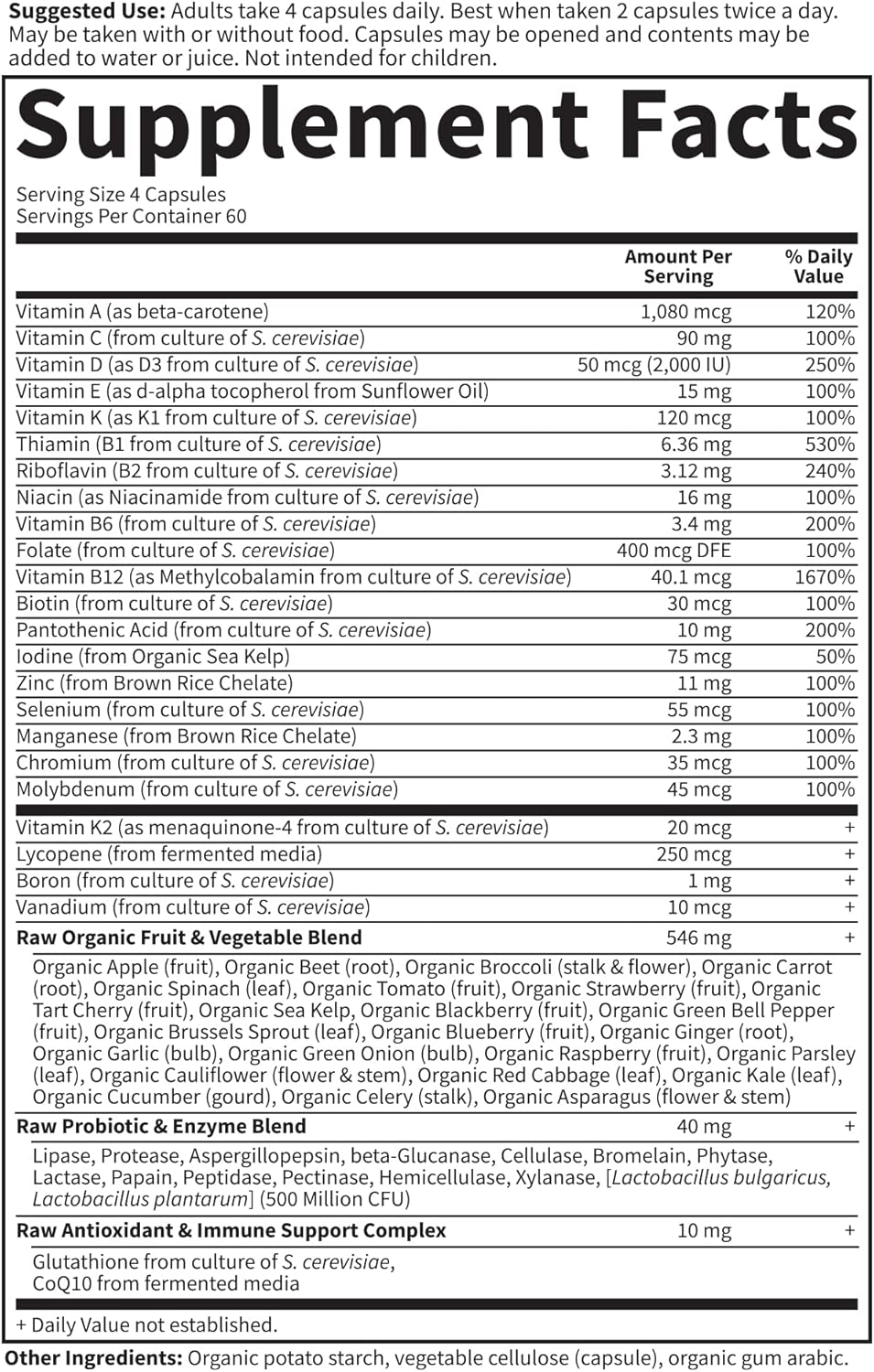 Garden of Life Multivitamin for Men - Vitamin Code 50 & Wiser Men's Raw Whole Food Vitamin Supplement with Probiotics, Vegetarian, 240 Capsules