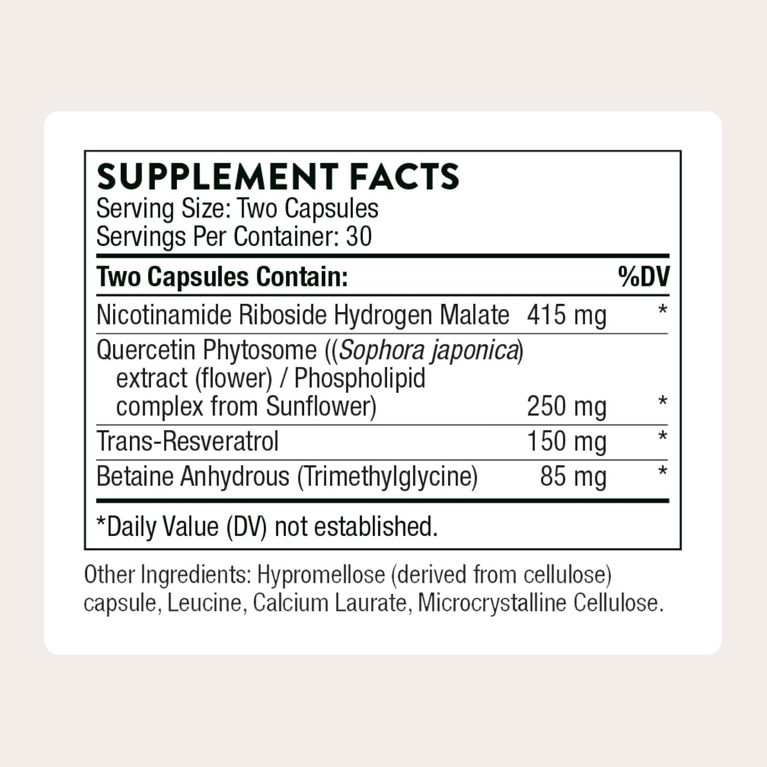 THORNE - ResveraCel - Nicotinamide Riboside with Quercetin Phytosome & Resveratrol - 30 Servings