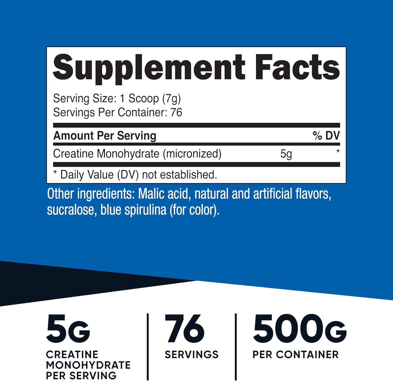 Nutricost Creatine Monohydrate Powder (Blue Raspberry), 500 Grams (1.1 LBS)