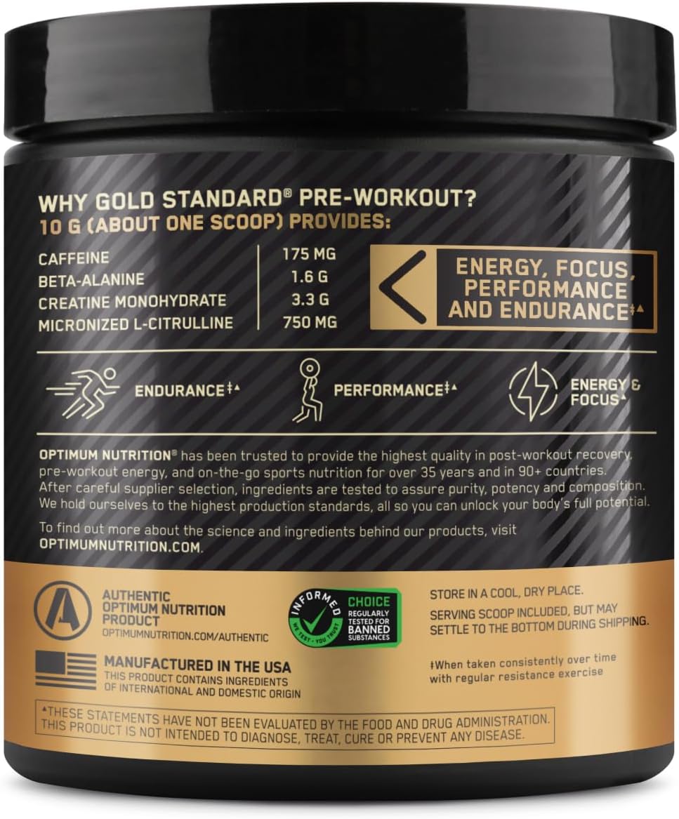 Optimum Nutrition Gold Standard Pre-Workout,Blueberry Lemonade, 30 Servings