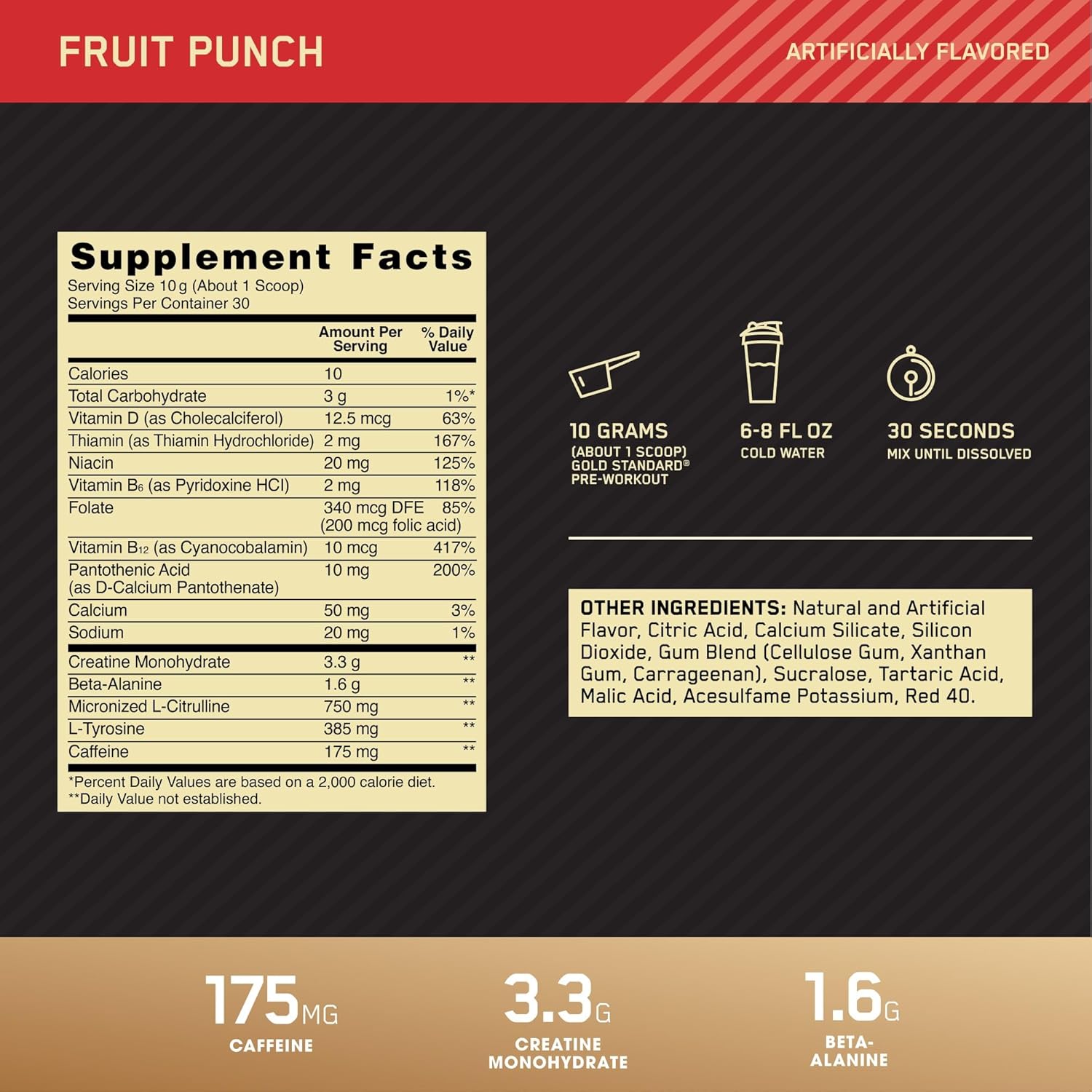 OPTIMUM NUTRITION Gold Standard Pre-Workout,Fruit Punch, 30 Servings