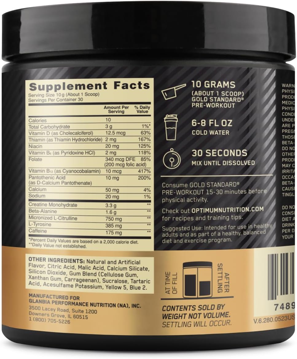 Optimum Nutrition Gold Standard Pre Workout - Green Apple, 30 Servings