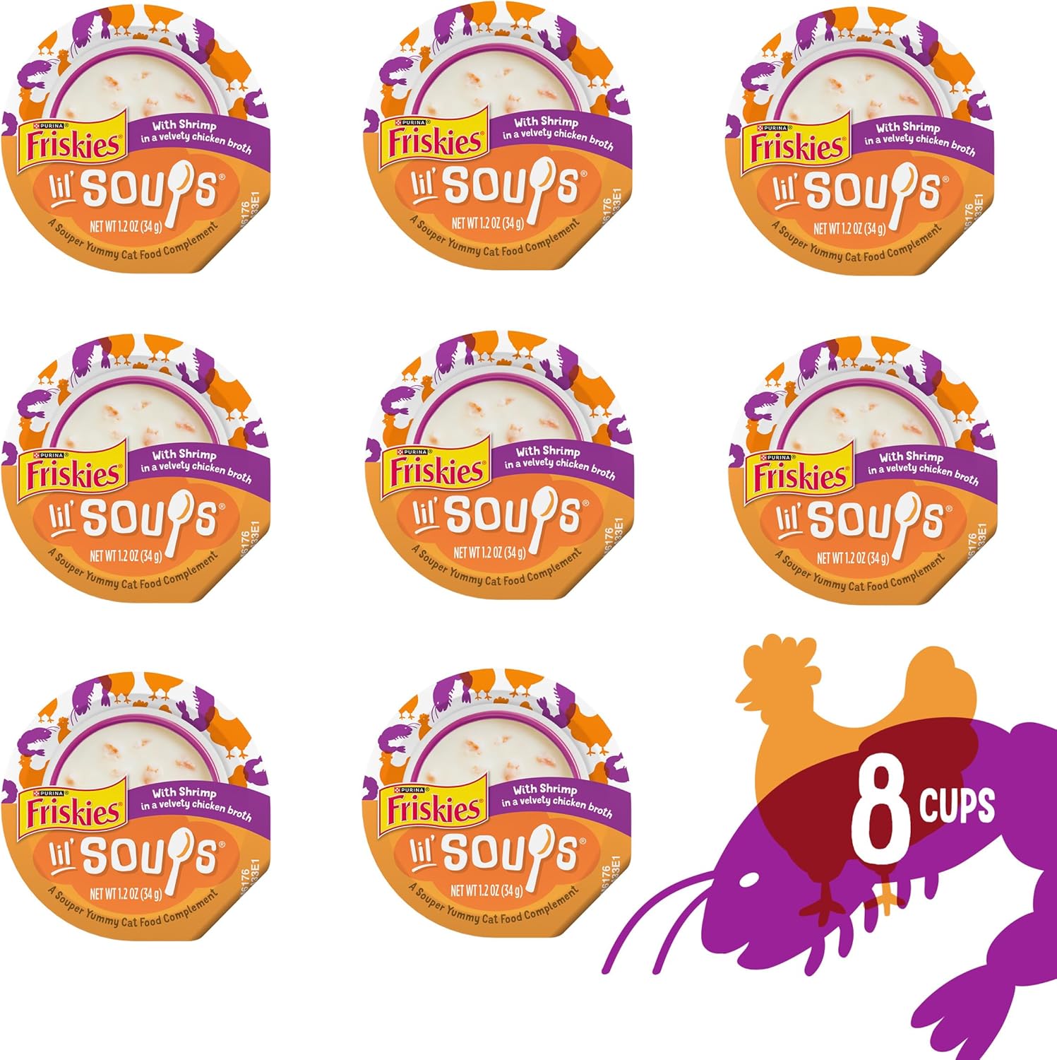 Purina Friskies Grain Free Lickable Cat Food  - (Pack of 8) 1.2 oz. Cups