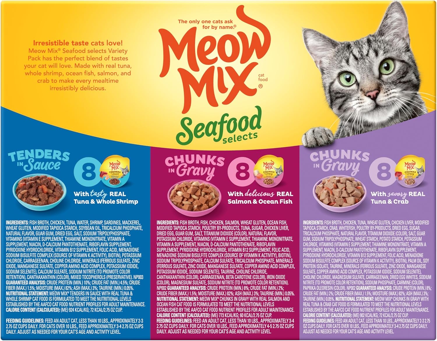 Meow Mix Seafood Selects Wet Cat Food Variety Pack, 2.75 Ounce Cups (Pack of 24)