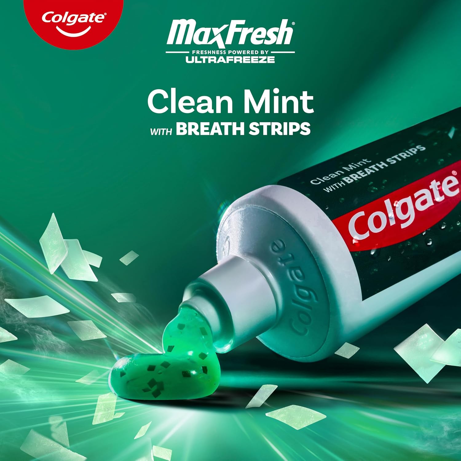 Colgate MaxFresh Clean Mint Toothpaste Pack, Fresh Breath Toothpaste with Fluoride and Hundreds of Mini Breath Strips, Leaves Mouth Feeling Refreshed for Hours, 4 Pack, 6.3 oz