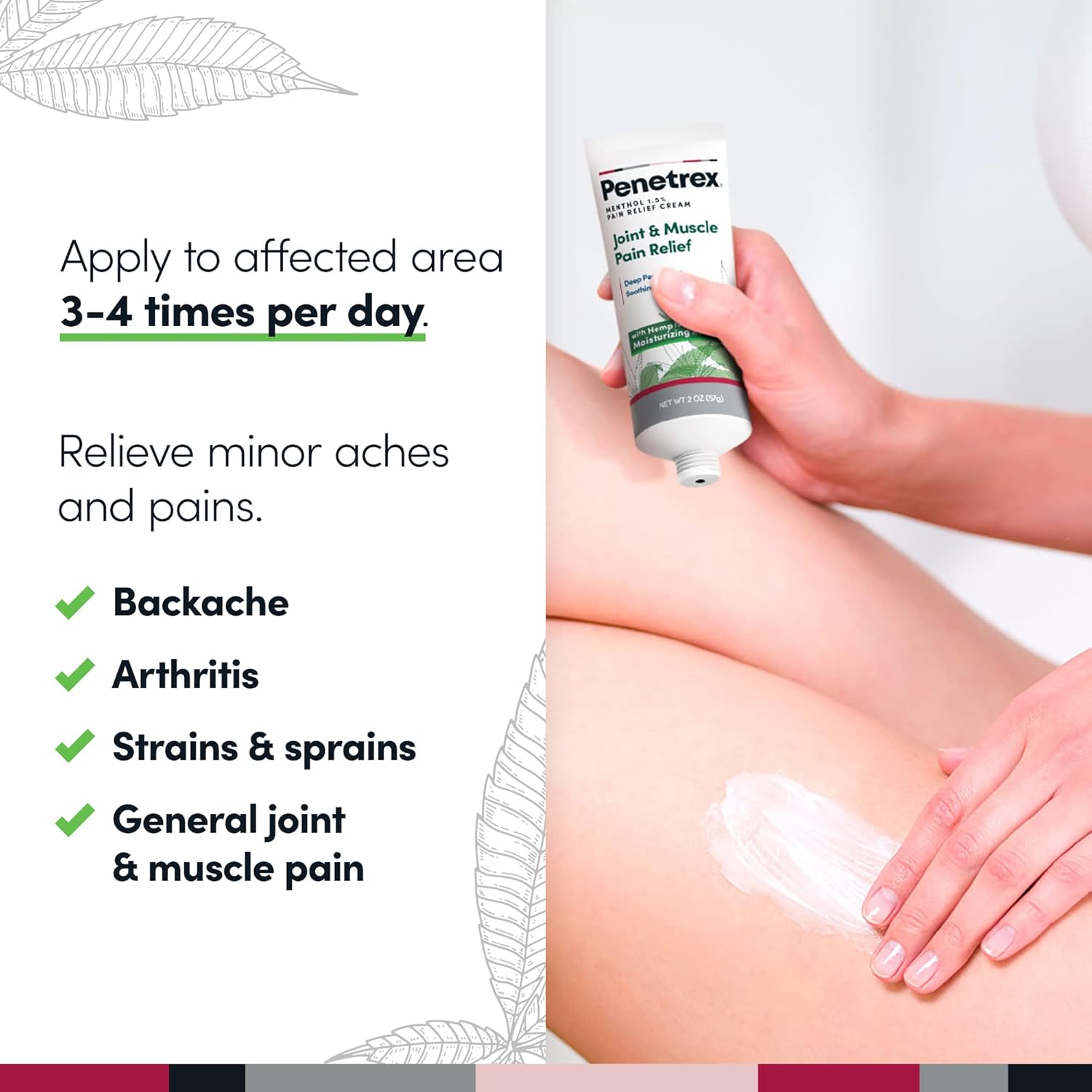 Penetrex Soothing Joint & Muscle Pain Relief Cream with Hemp - Deep Penetrating Menthol, Arnica and Hemp for Soothing