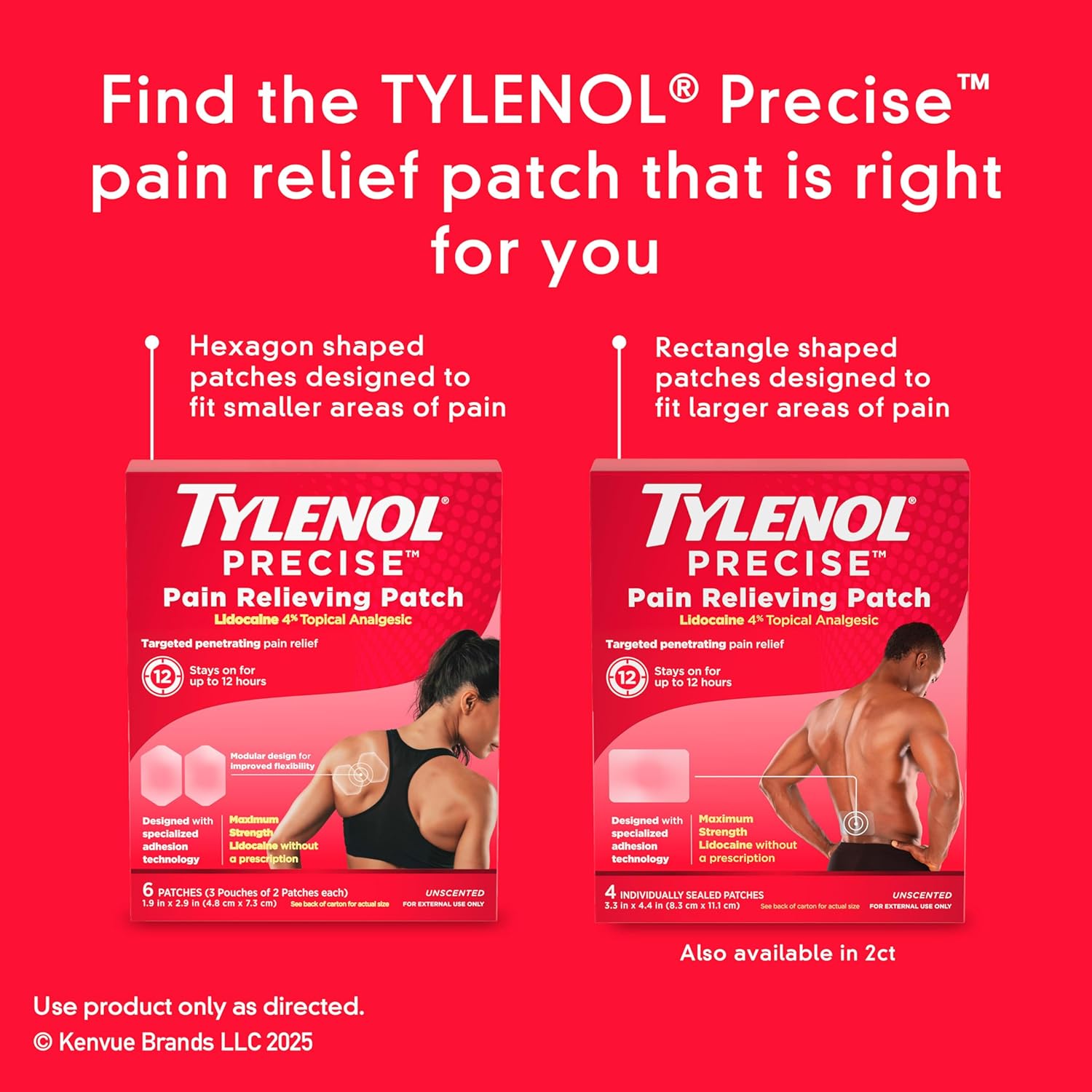 Tylenol Precise Pain Relieving Patches, Large Topical Analgesic Patches + Maximum OTC Strength, 4 ct