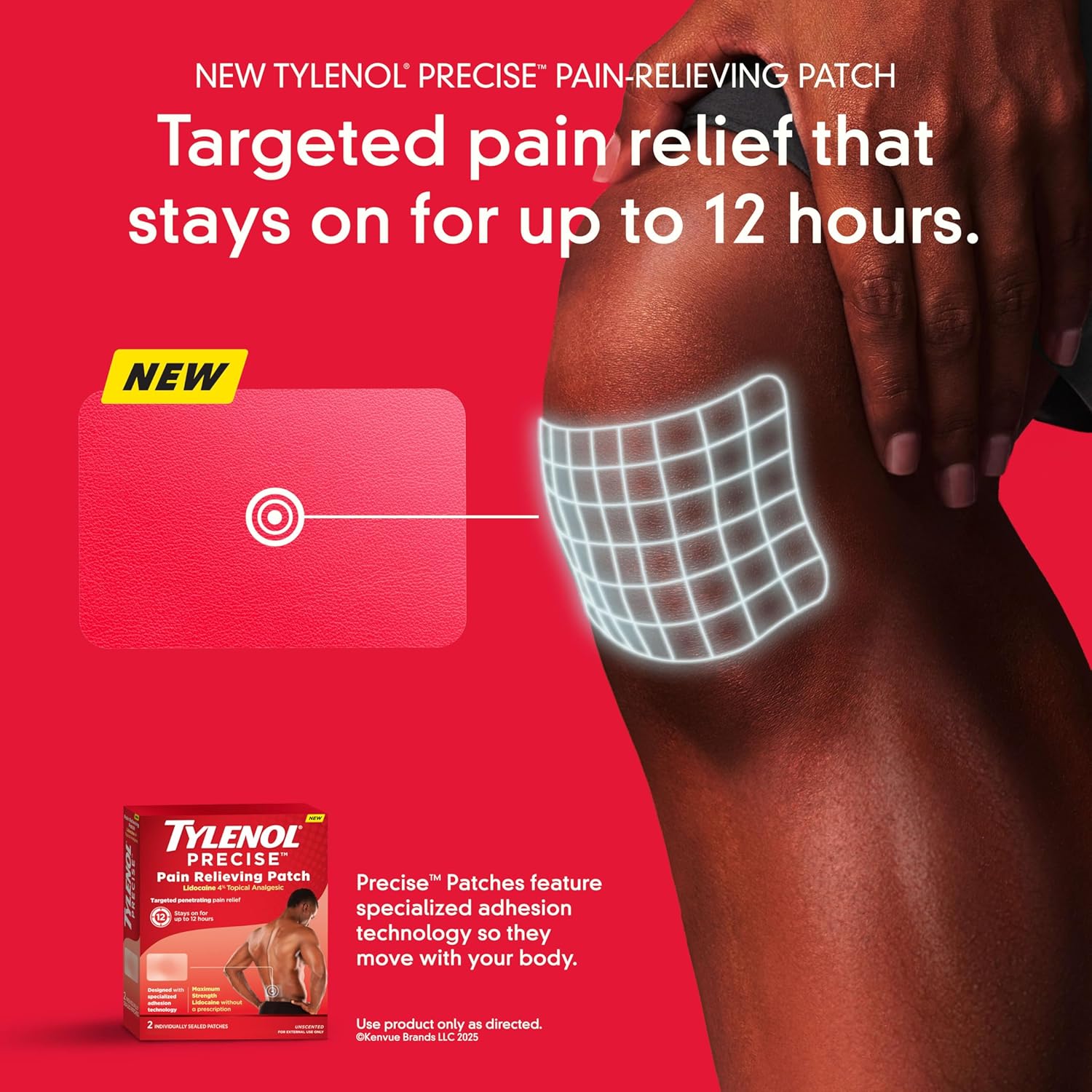 Tylenol Precise Pain Relieving Patches, Large Topical Analgesic Patches + Maximum OTC Strength, 4 ct