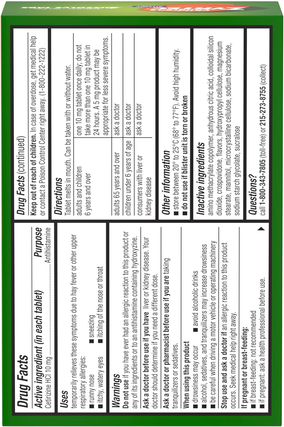 Zyrtec Children's 24 Hour Dissolving Allergy Relief Tablets with 10 mg Cetirizine Hydrochloride Antihistamine, 24 ct