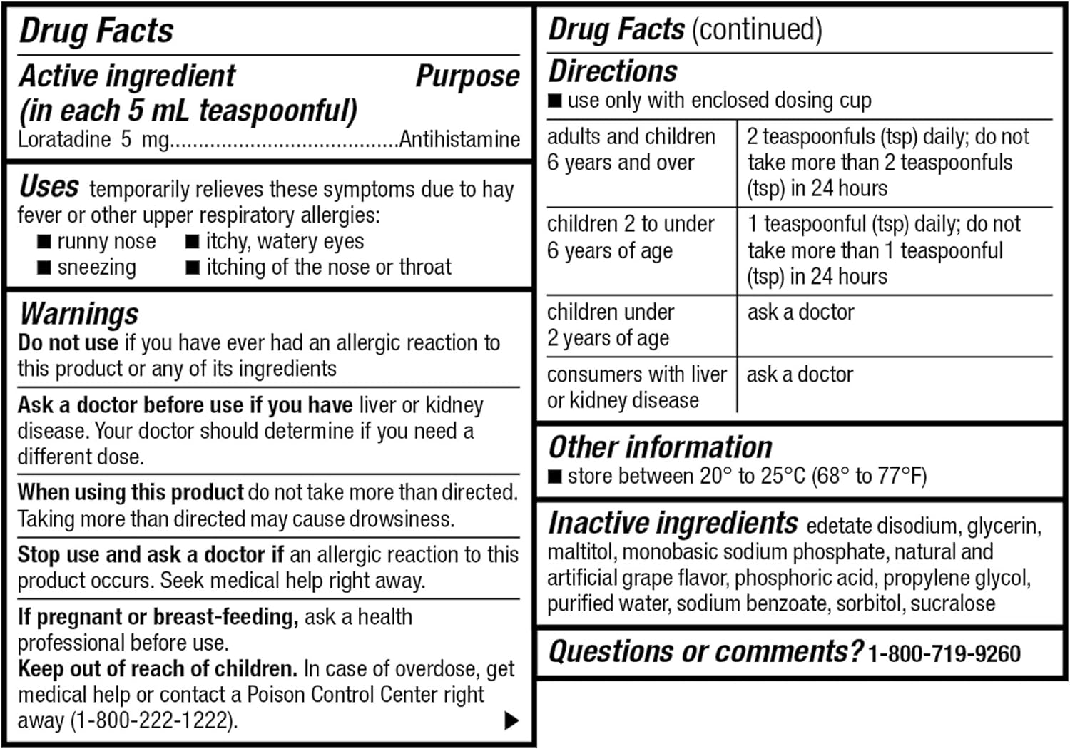 GoodSense Children’s Allergy Medicine, 24 Hour Loratadine Oral Solution 5 mg/5 mL, 8 oz
