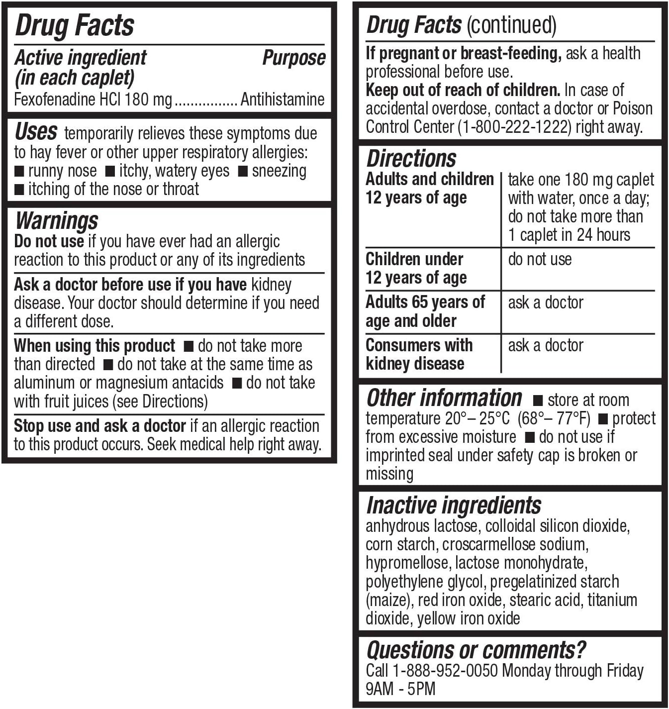 HealthA2Z Fexofenadine Hydrochloride 180mg, Antihistamine for Allergy Relief, (30 Count (Pack of 1))