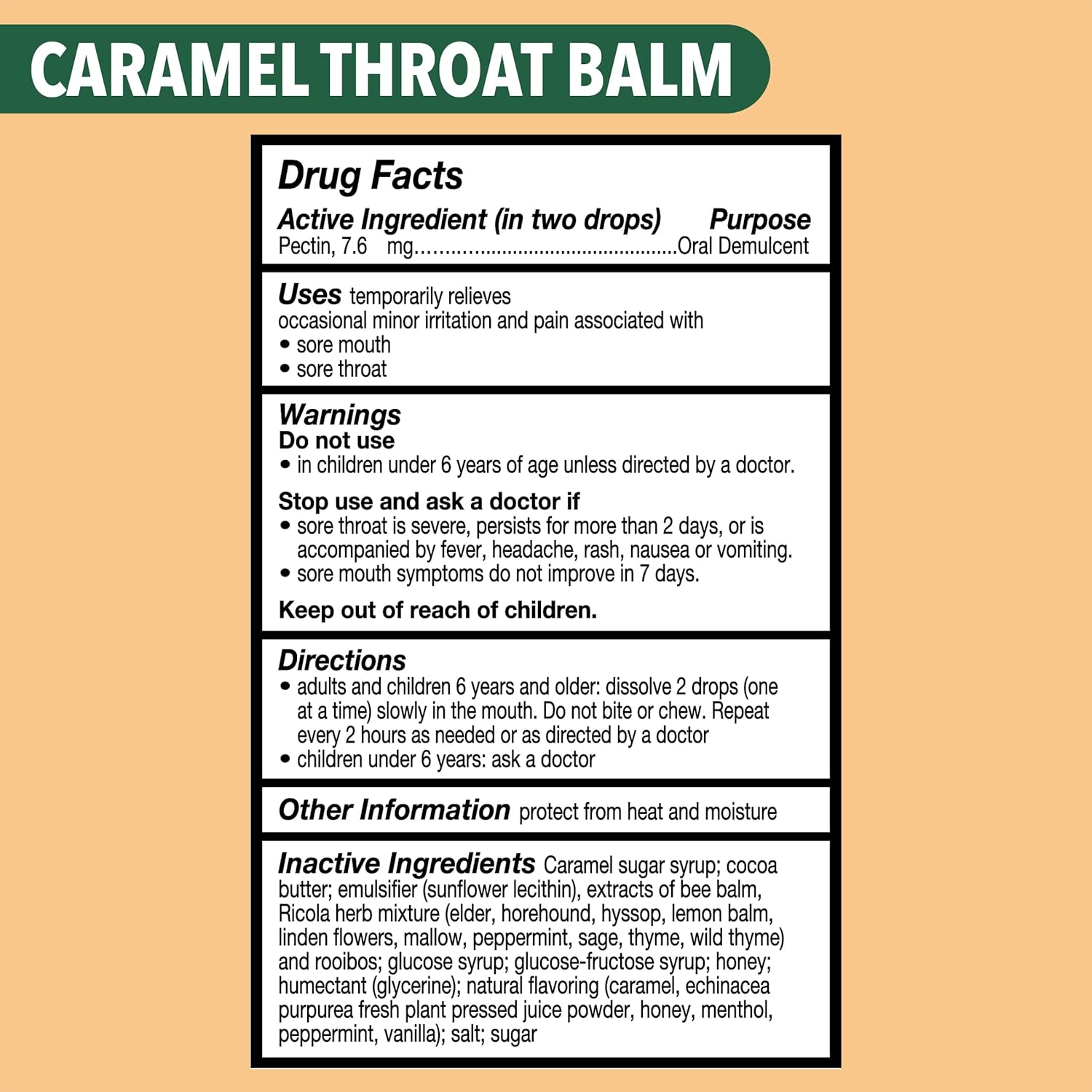 Ricola Throat Balm Caramel Throat Drops with Liquid Center, 34 Count