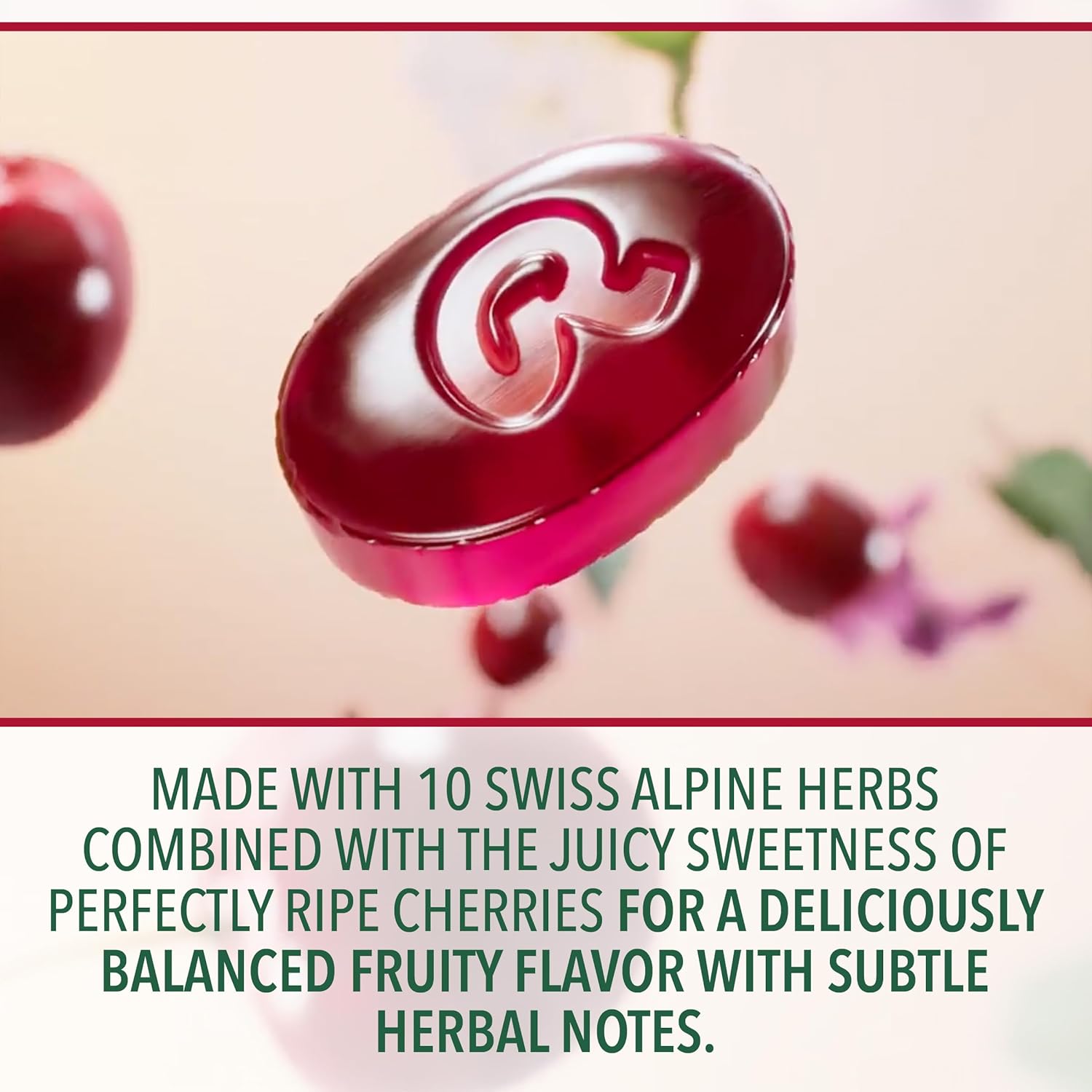 Ricola Cherry Throat Drops, 45 Count, Daily Drops For Delicious Throat Refreshment, Oral Anesthetic, Naturally Flavored