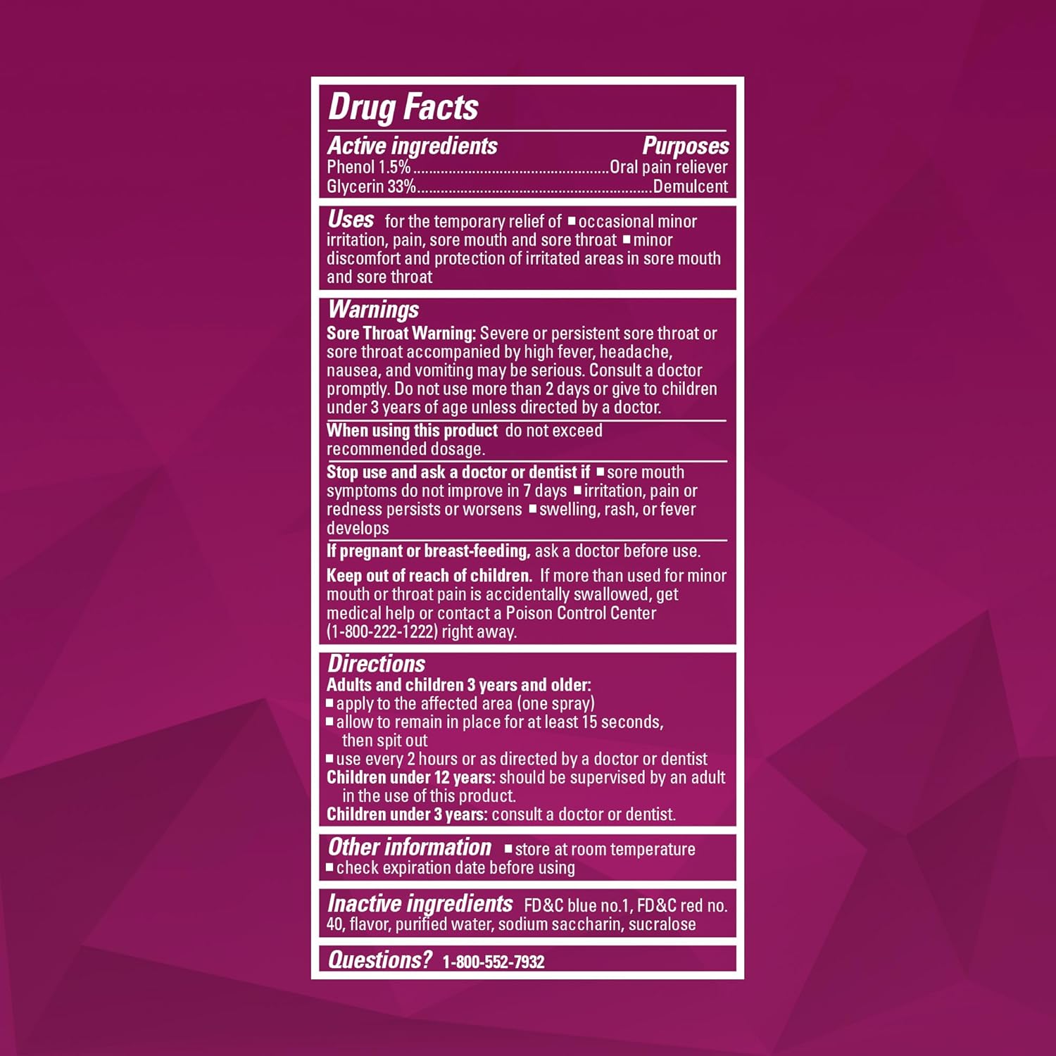 Chloraseptic Sugar-Free Sore Throat Relief Spray, Wild Berry, Spray Soothes Throat Pain in Seconds, 4 Fl Oz