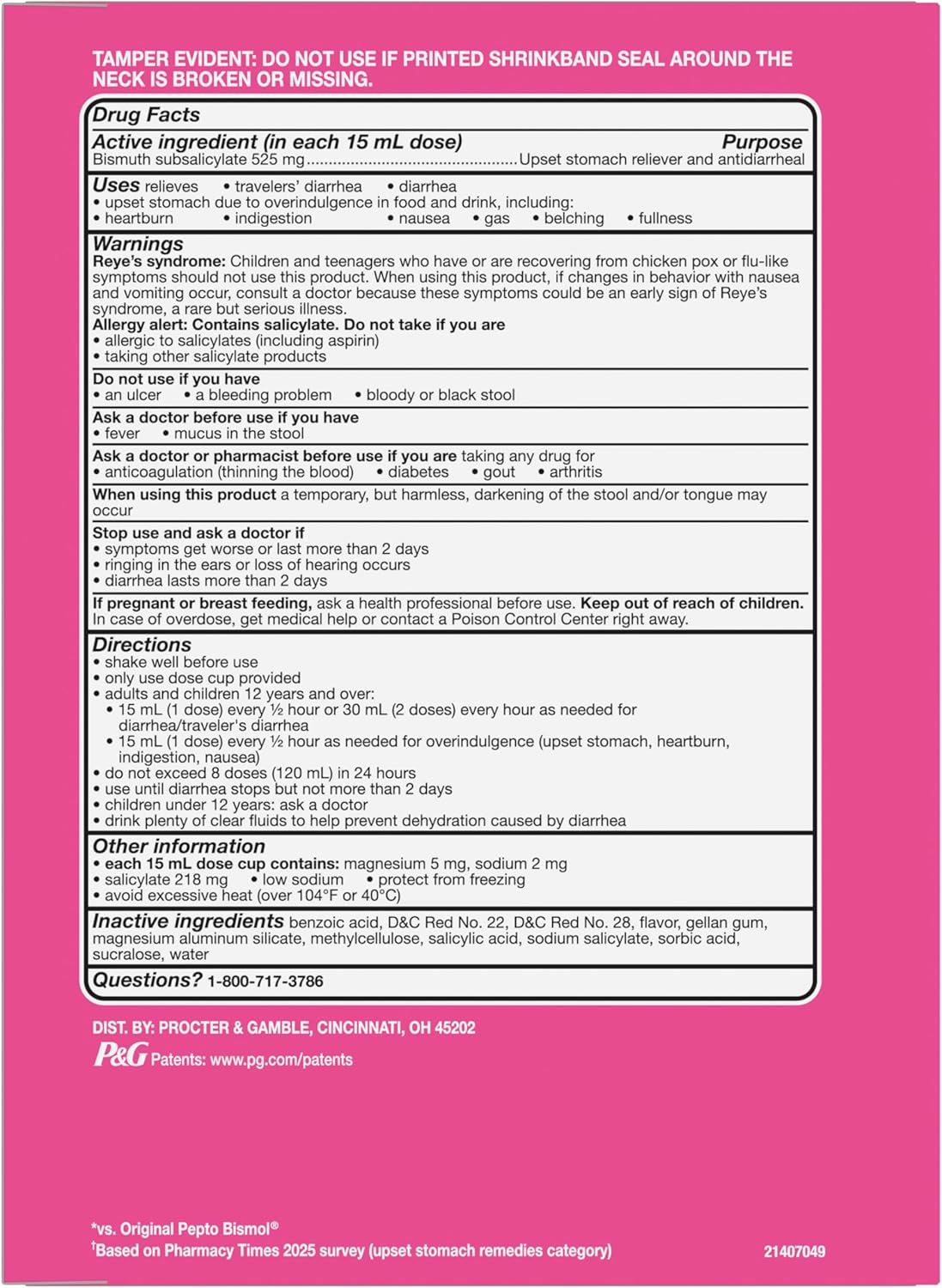 Pepto Bismol ULTRA Liquid for Nausea, Heartburn, Indigestion, Upset Stomach, and Diarrhea, 2x16 oz