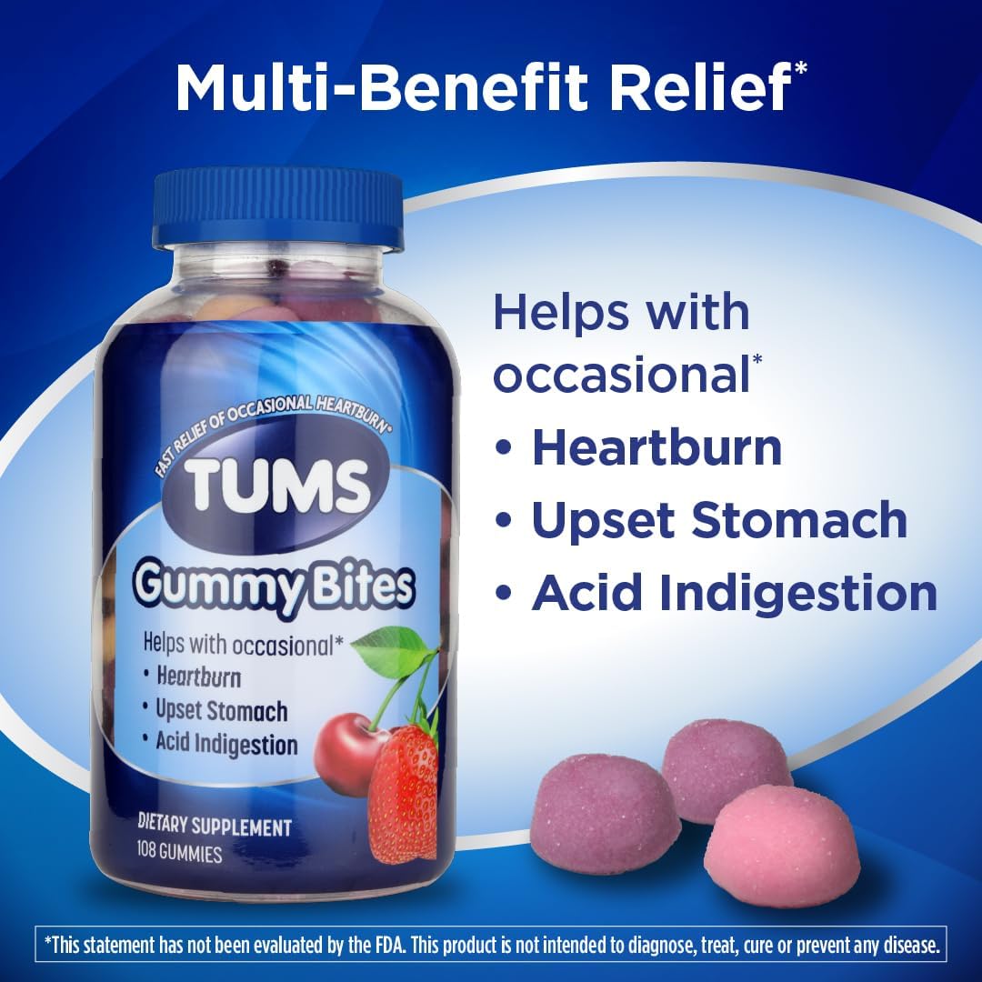 TUMS Gummy Bites Dietary Supplement for Occasional Heartburn Relief  - 108 Count