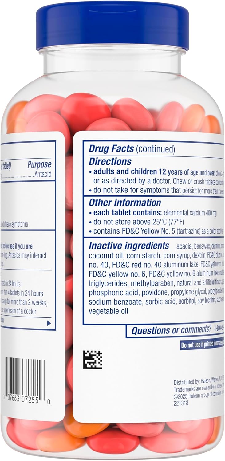 TUMS Chewy Bites Chewable Antacid Tablets for Ultra Strength Heartburn Relief, Great for a Summer BBQ- Mixed Fruit - 200 Count