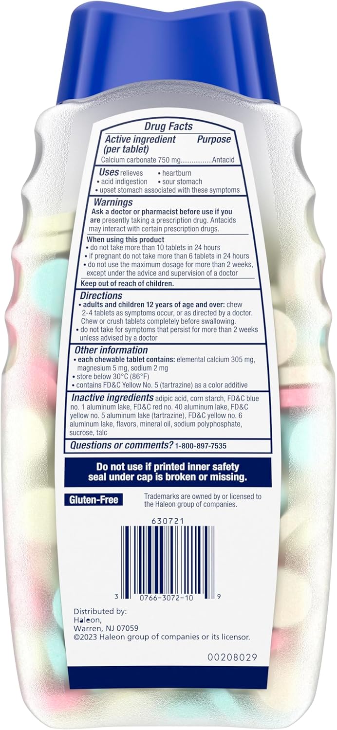 TUMS Chewable Antacid Tablets for Extra Strength Heartburn Relief, Great for a Summer BBQ - Assorted Fruit Flavors - 330 Count