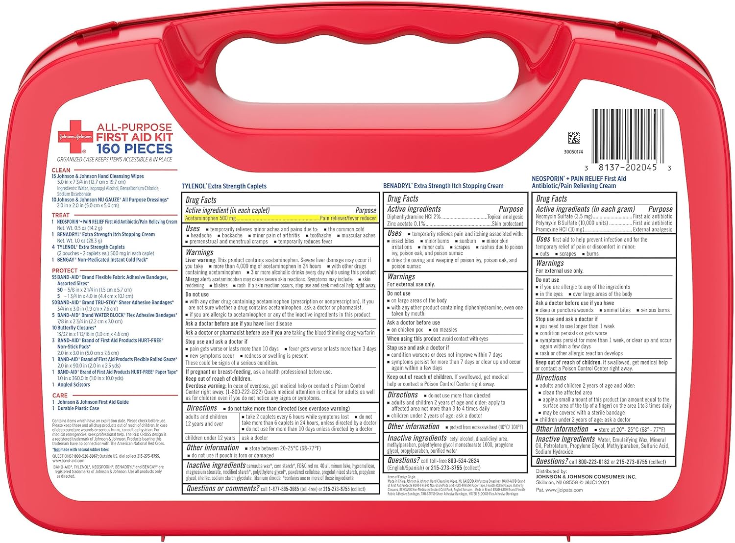 All-Purpose Portable Compact First Aid Kit for Minor Cuts, Scrapes, Sprains & Burns, Perfect for Home, 160 Piece