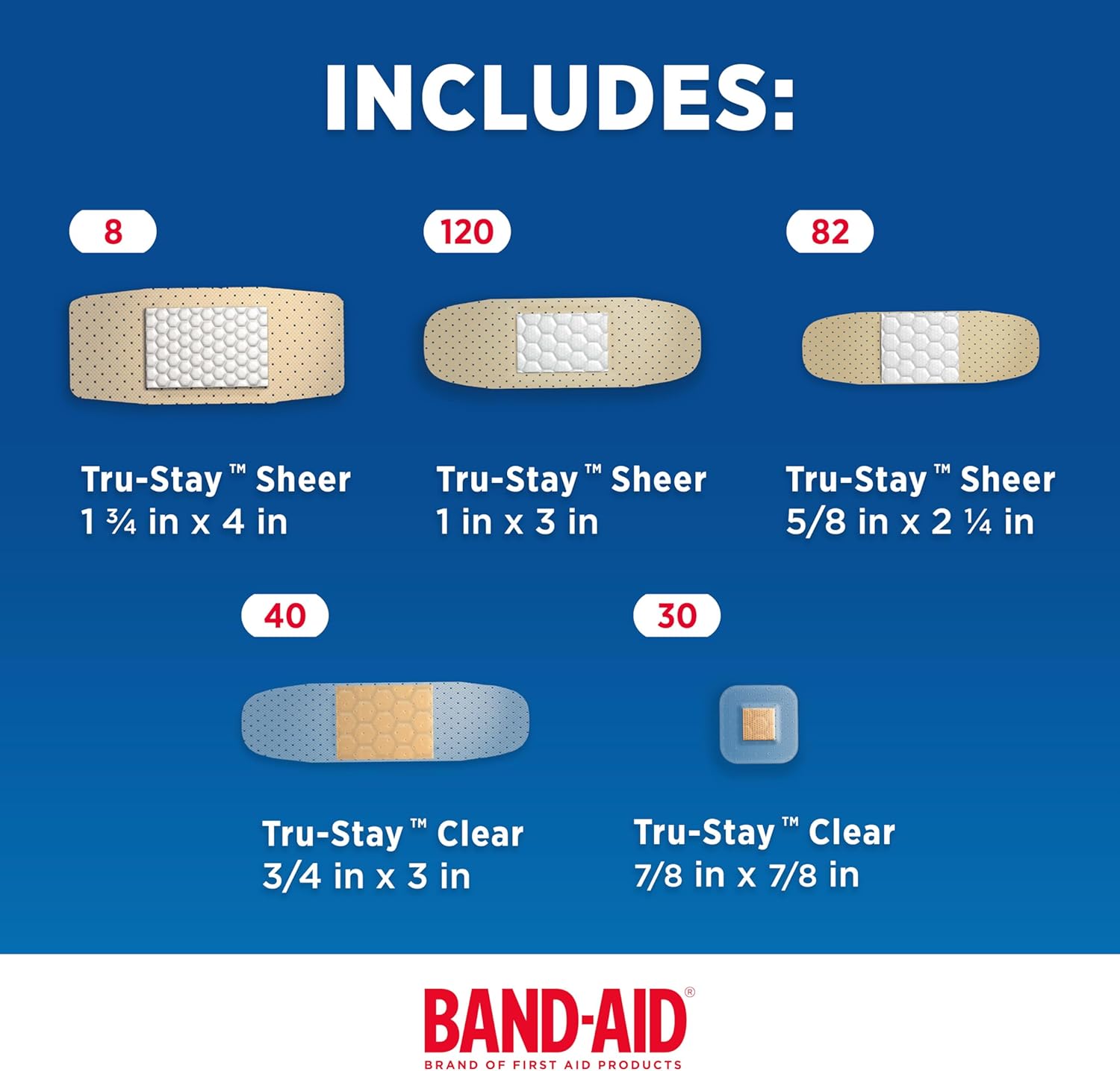 BAND-AID Brand Adhesive Bandages Family Variety Pack, Sheer & Clear Flexible Sterile Individually Wrapped Strips & Spots, 280 ct