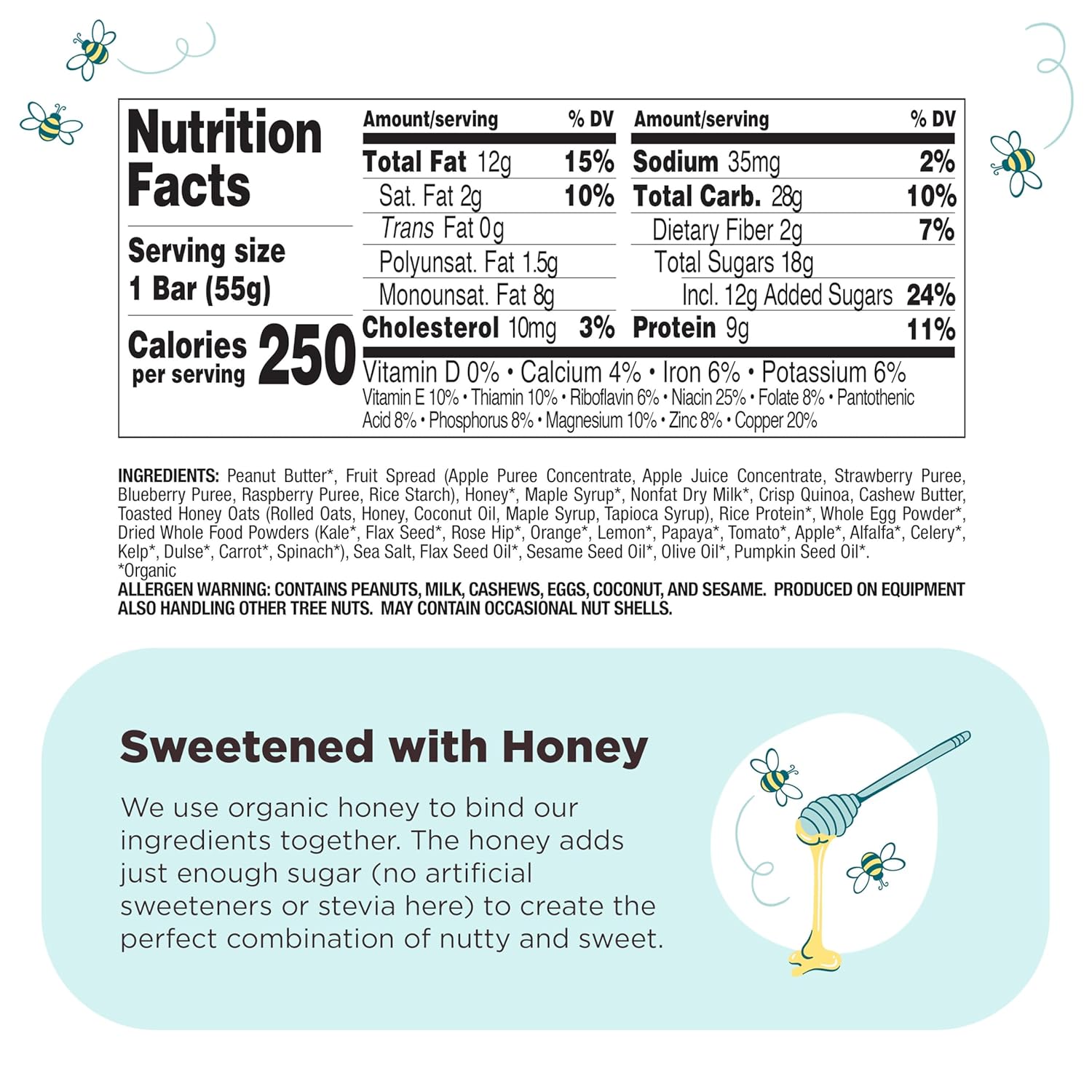 Perfect Bar Protein Bars, Fruit Crisp, Mixed Berry Nut Butter, Gluten Free, Made with Organic Honey, 1.9 Oz Bars, 10 Count