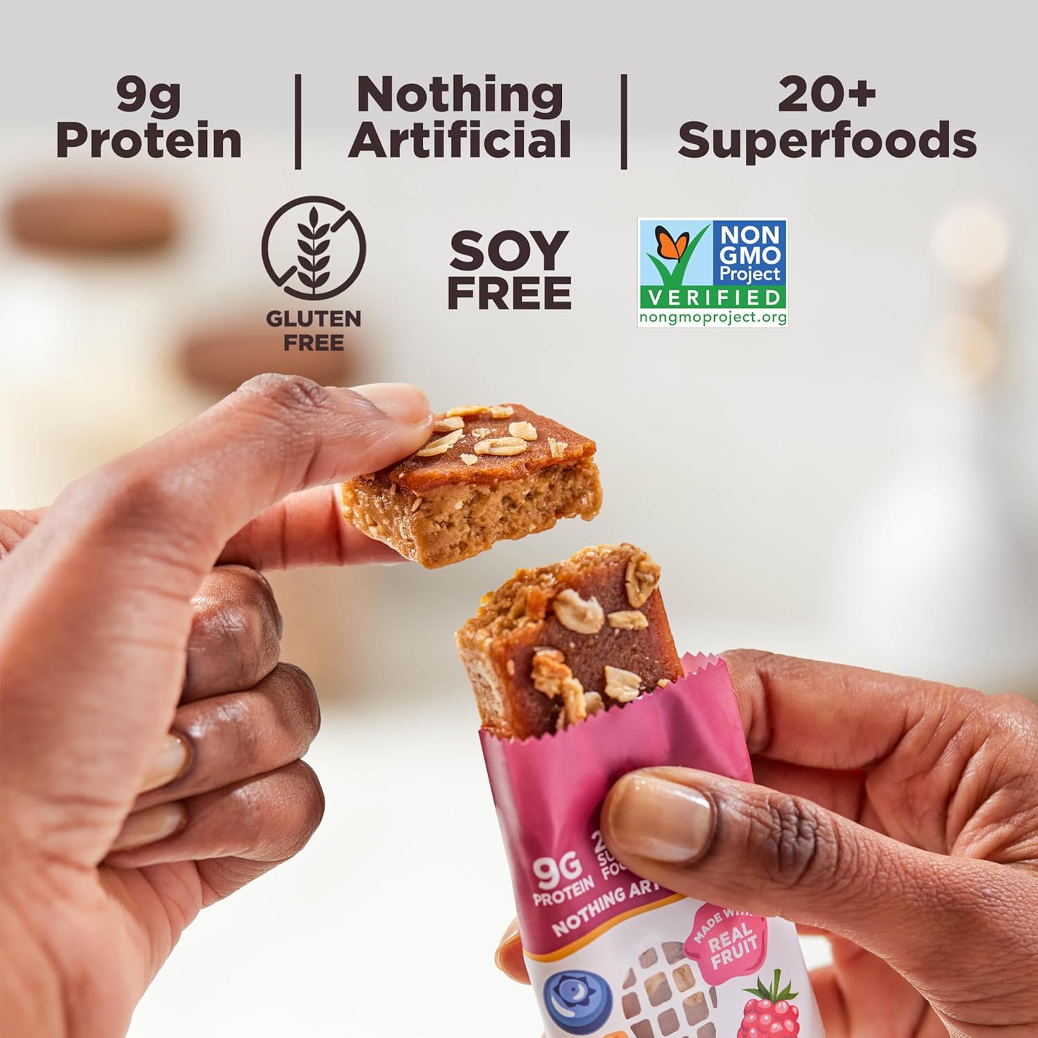 Perfect Bar Protein Bars, Fruit Crisp, Mixed Berry Nut Butter, Gluten Free, Made with Organic Honey, 1.9 Oz Bars, 10 Count