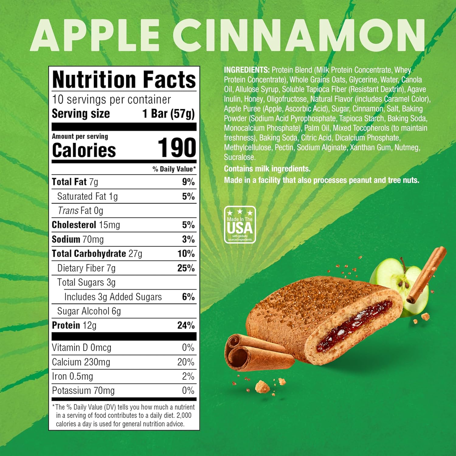 Pure Protein Apple Cinnamon Soft Baked Protein Bars – 12g Protein, 7g Fiber, On-the-Go – 10 Count