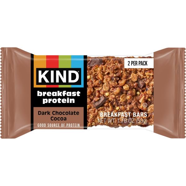 KIND Breakfast Protein, Dark Chocolate Cocoa, 8g Protein, Healthy Snacks, Gluten Free, 12ct Value Pack