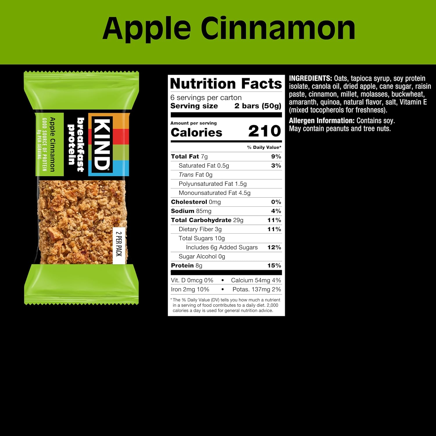 KIND Breakfast Protein, Healthy Snack Bar, Apple Cinnamon, 12 Count