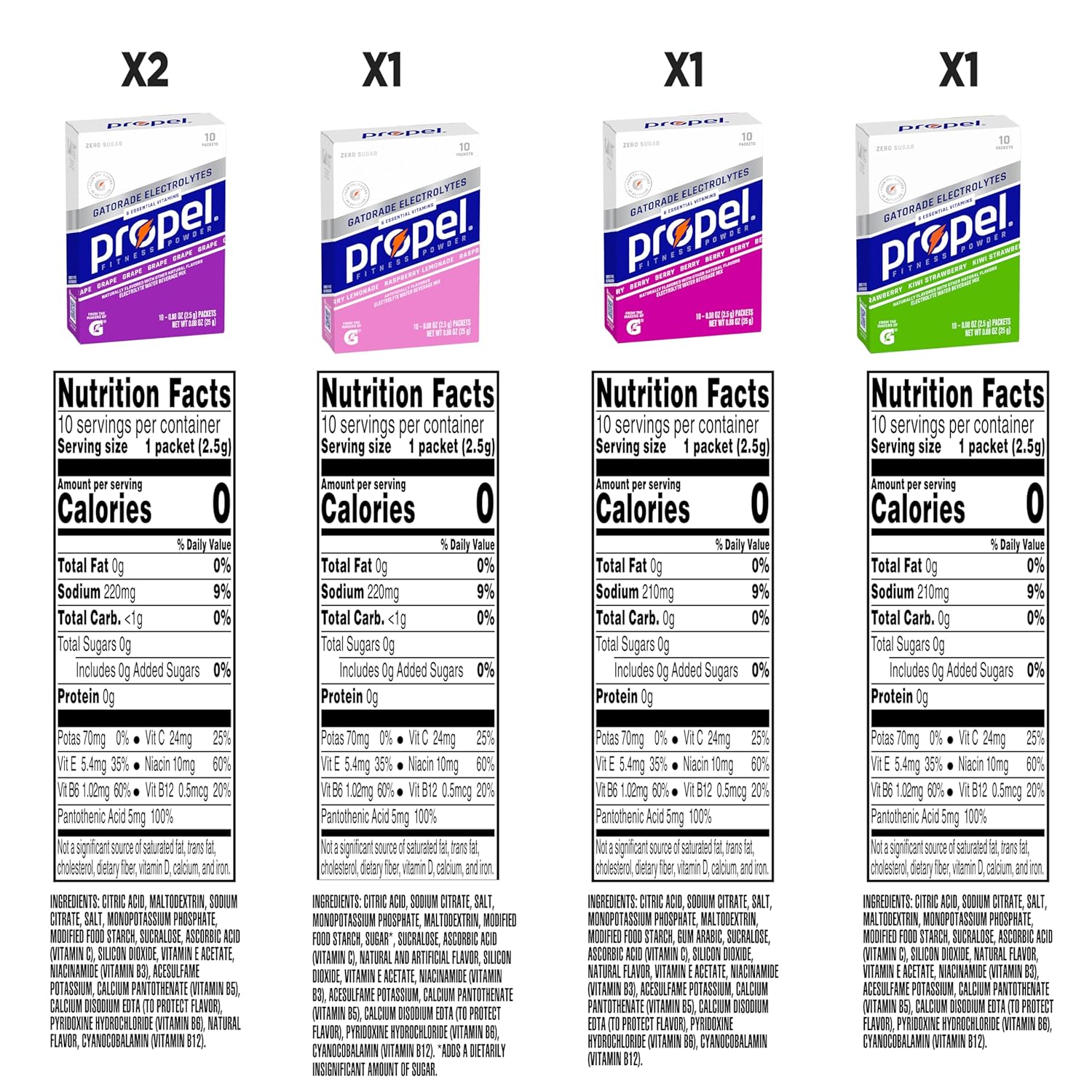 Propel Electrolyte Enhanced Water Drink Mix Powder Packets, (50 Packets)