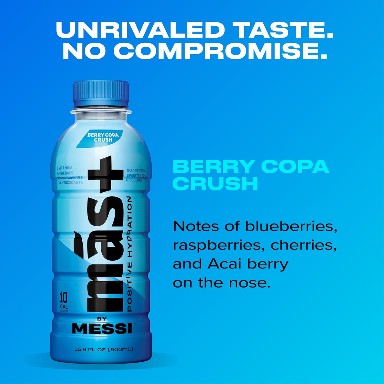 Más+ by Messi 16.9oz Berry Copa Crush, Sports Drink & Hydration Beverage, and Electrolytes, 12-pack
