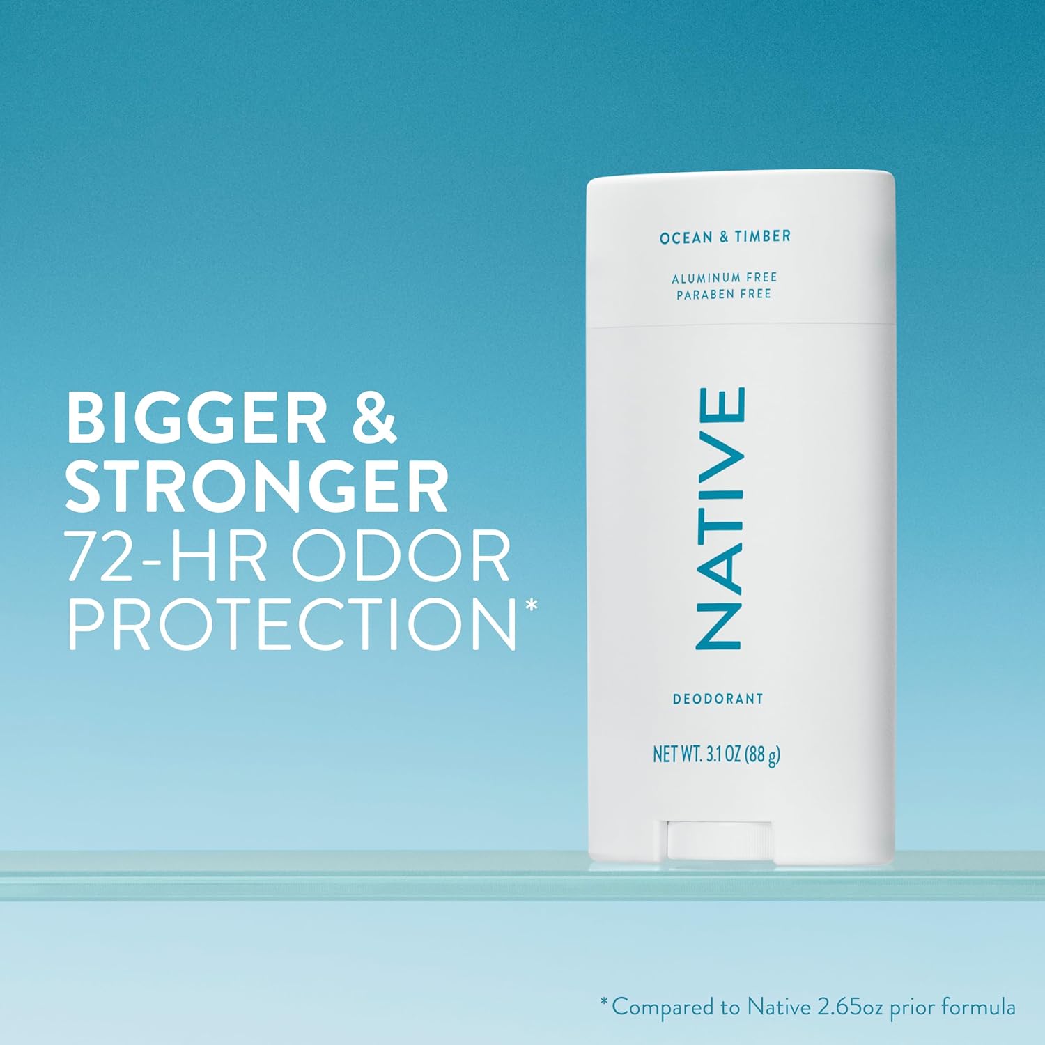 Native Aluminum Free Deodorant, Ocean & Timber, 72 Hour Odor Control, for Women & Men, 3.1 oz