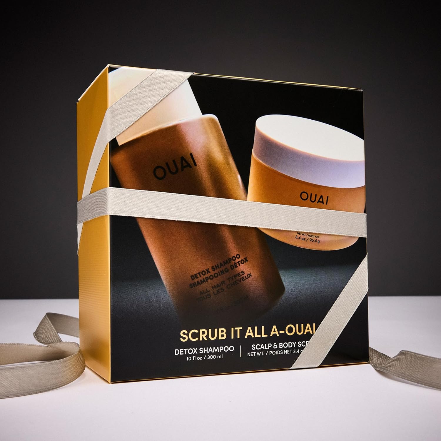 OUAI Hair Care Set - Clarifying Shampoo & Exfoliating Scalp Scrub, Hair Care Kit with Detox Shampoo & Travel Size Sugar Scrub for Scalp (2 Count)