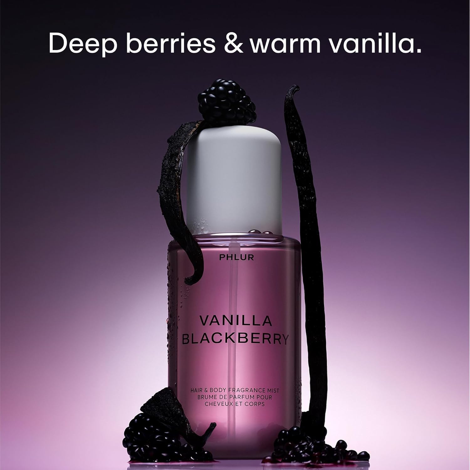PHLUR Vanilla Blackberry Body Mist, 8 Fl Oz - Hair and Body Perfume for Women