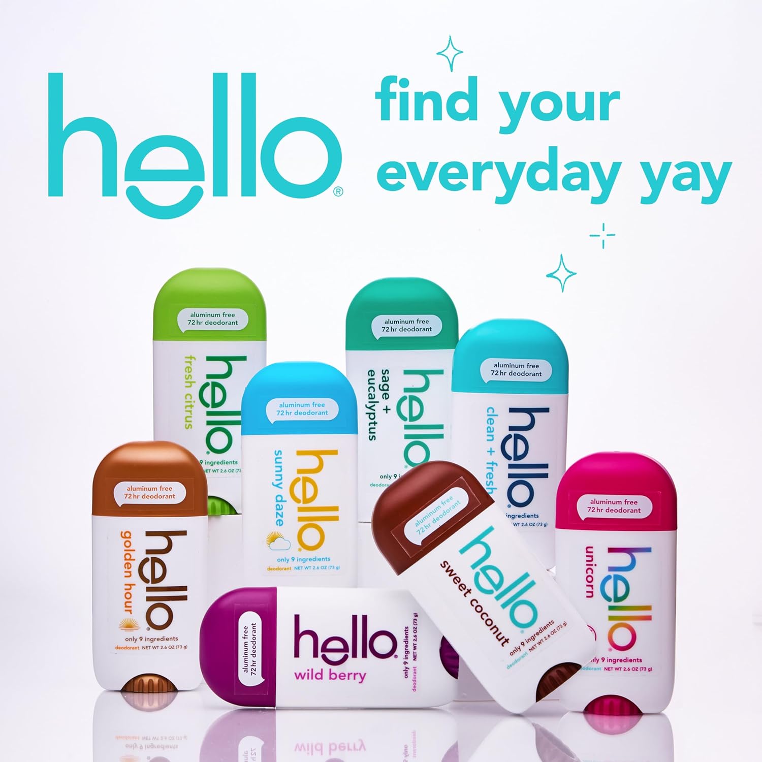 hello Sage and Eucalyptus Aluminum Free Deodorant for Women and Men with Shea Butter, 24-Hour Freshness, 2.6 oz Stick (2 Pack)